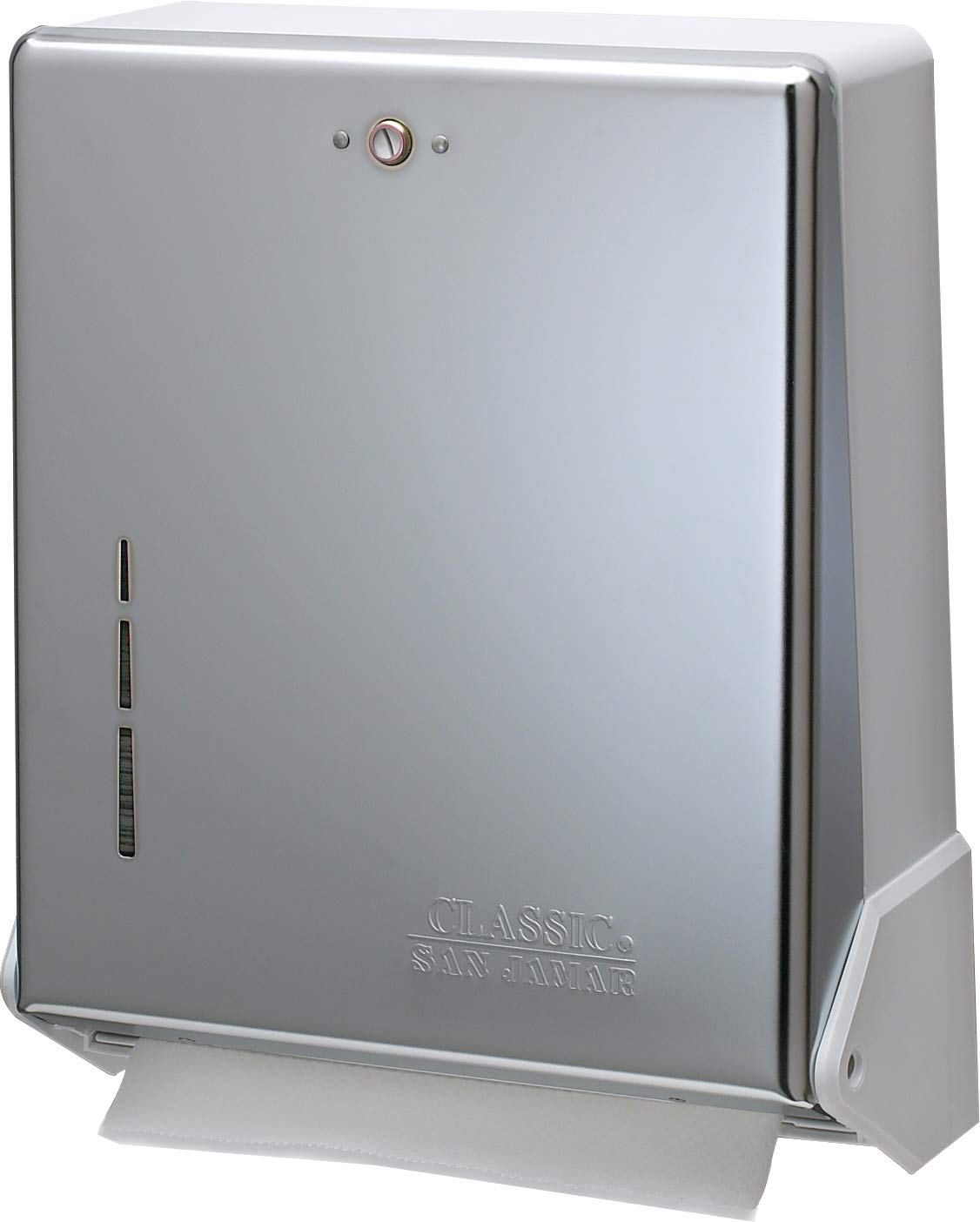 San Jamar True Fold Paper Towel Dispenser Holds Multifold/C-Fold Towels for Bathroom, Kitchens, and Restaurants, Metal and Plastic, 14.5 x 11.375 x 5