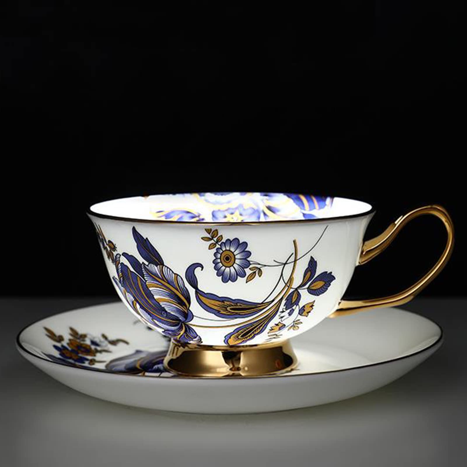 Europejski zestaw filiżanek do kawy z porcelany kostnej i spodków, filiżanka do herbaty Cappuccino Latte, wielokolorowy(C)