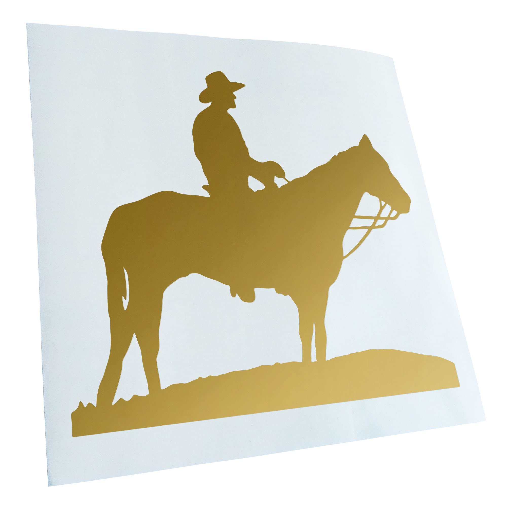 Kiwistar - Car Sticker - Gold - 30 x 27 cm Cowboy with Horse Quilted Sticker for Car, Laptop, Bicycle, Truck, Motorcycle, Multicoloured JDM Decal Racing