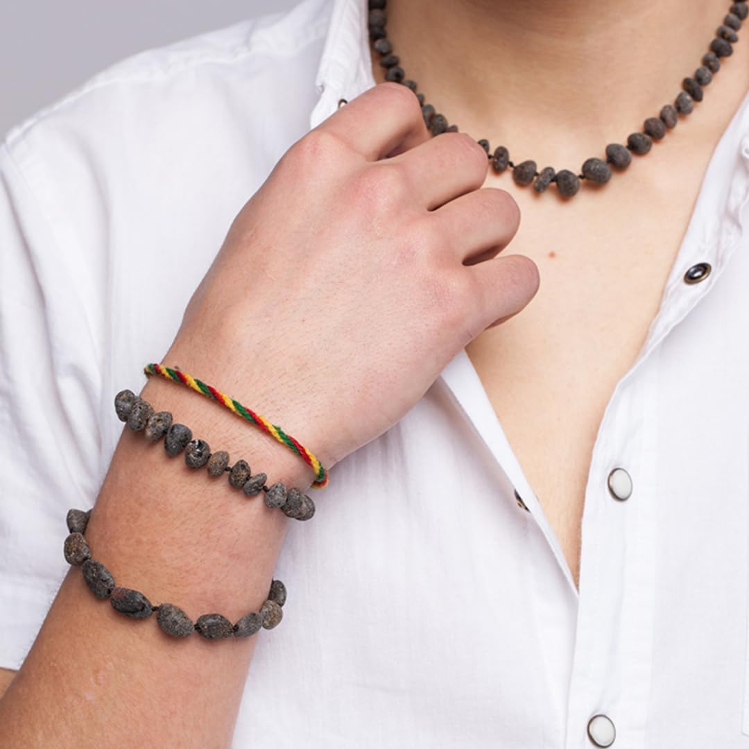 Pulsera de ámbar – Pulsera de ámbar para hombre y mujer – Joyería unisex con piedras de ámbar natural – Hecho a mano