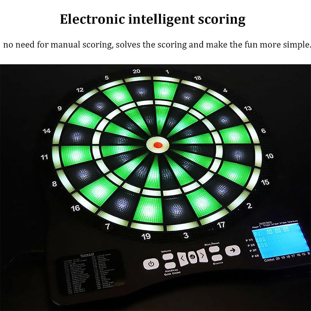 Bersaglio elettronico con punteggio automatico, tabellone segnapunti integrato e freccette luminose con punta morbida, perfetto per casa, bar e sale giochi