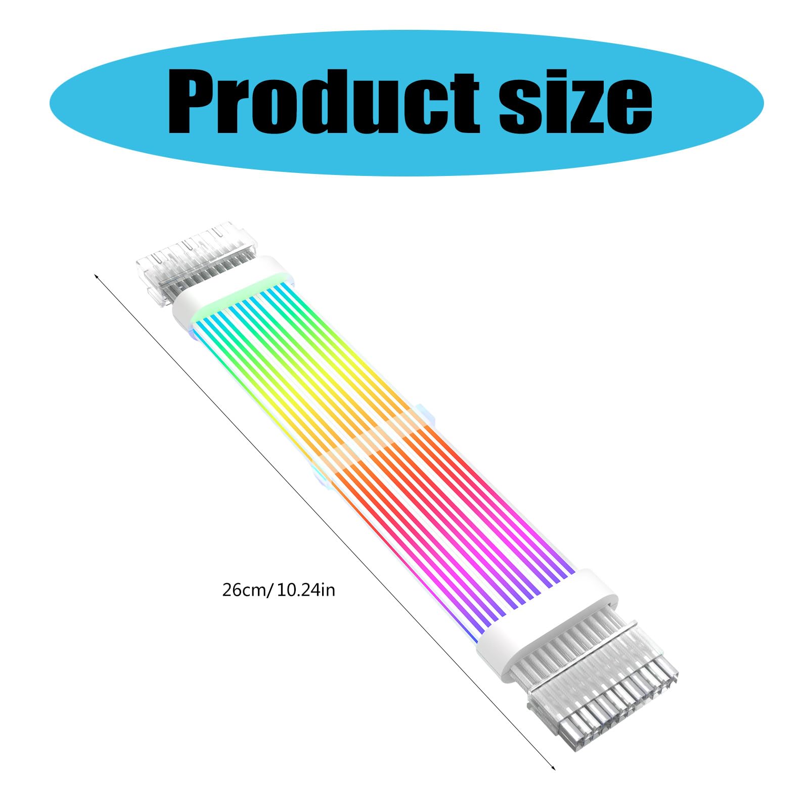 Adressierbares Argb 24 Pin Verlängerungskabel Für PC Fall Soft Silikonplatte Pin Stromversorgung 260 Mm/10 Zoll Länge Verlängerung