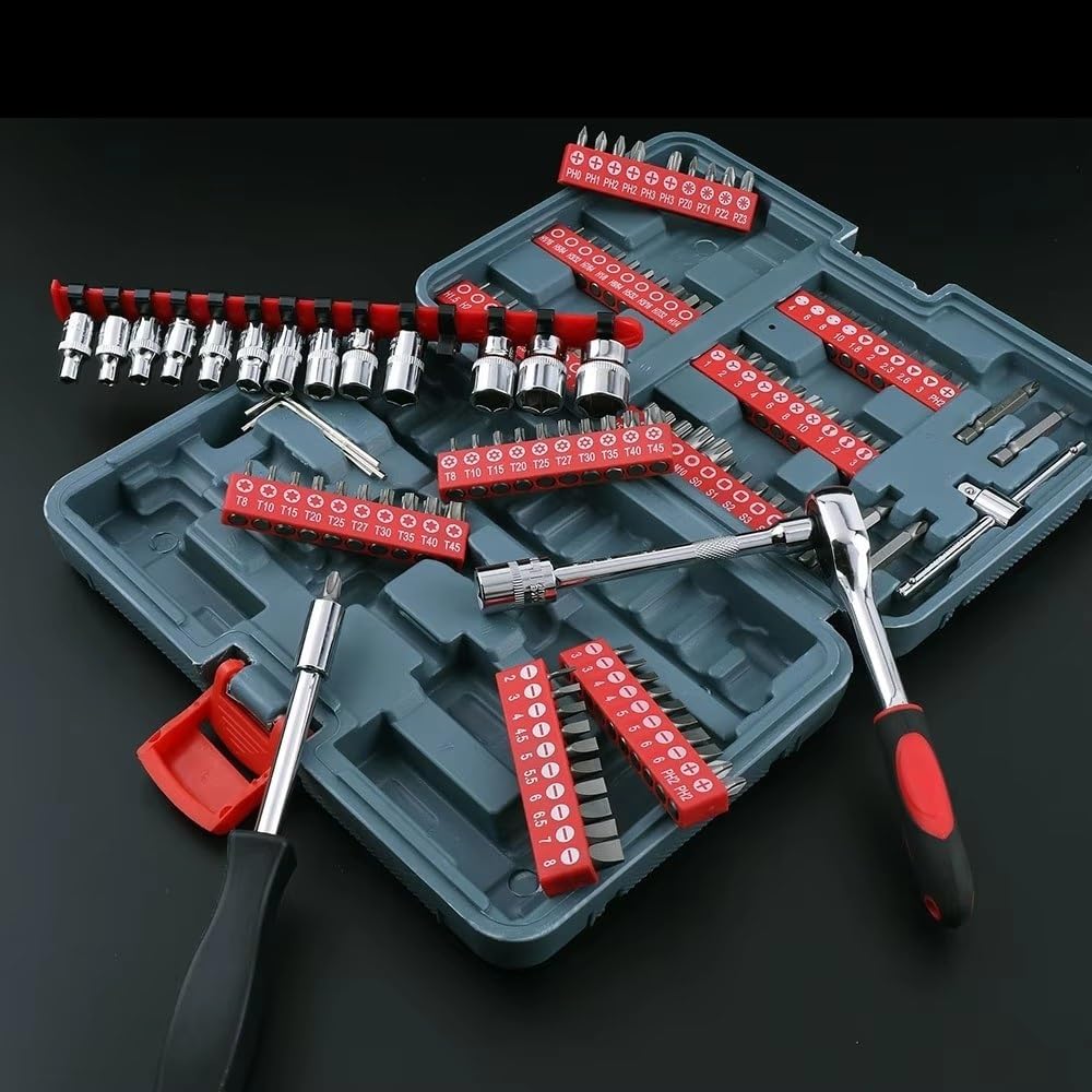 Set utensili multiuso Set di chiavi a bussola regolabili 1/4 126 in 1 bussole a cricchetto CRV punte per cacciavite per uso domestico Kit strumenti riparazione manuale
