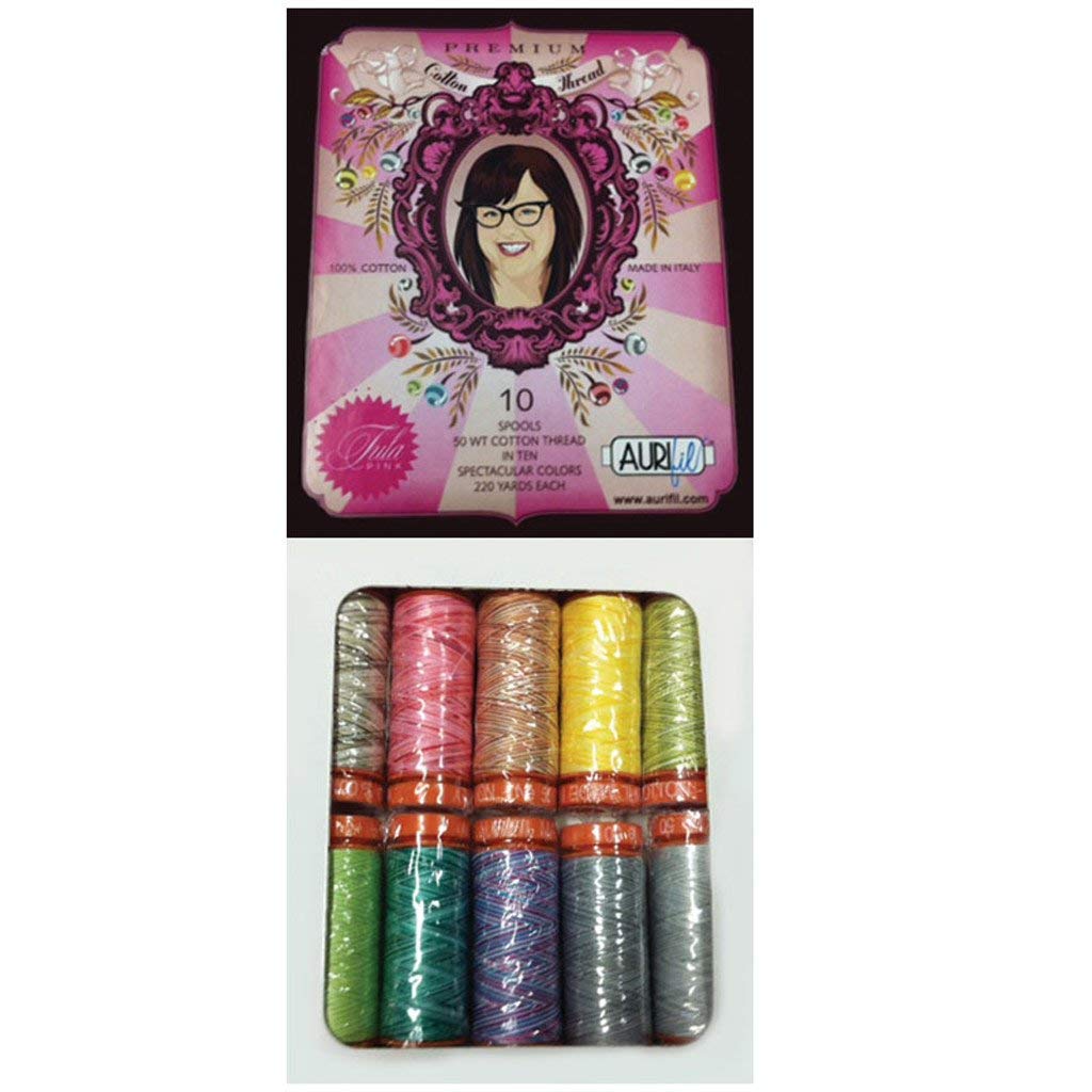 Aurifil Pink Thread Set Premium Collection By Tula Variegated 50Wt Cotton 10 Small (220 Yard) Spools By