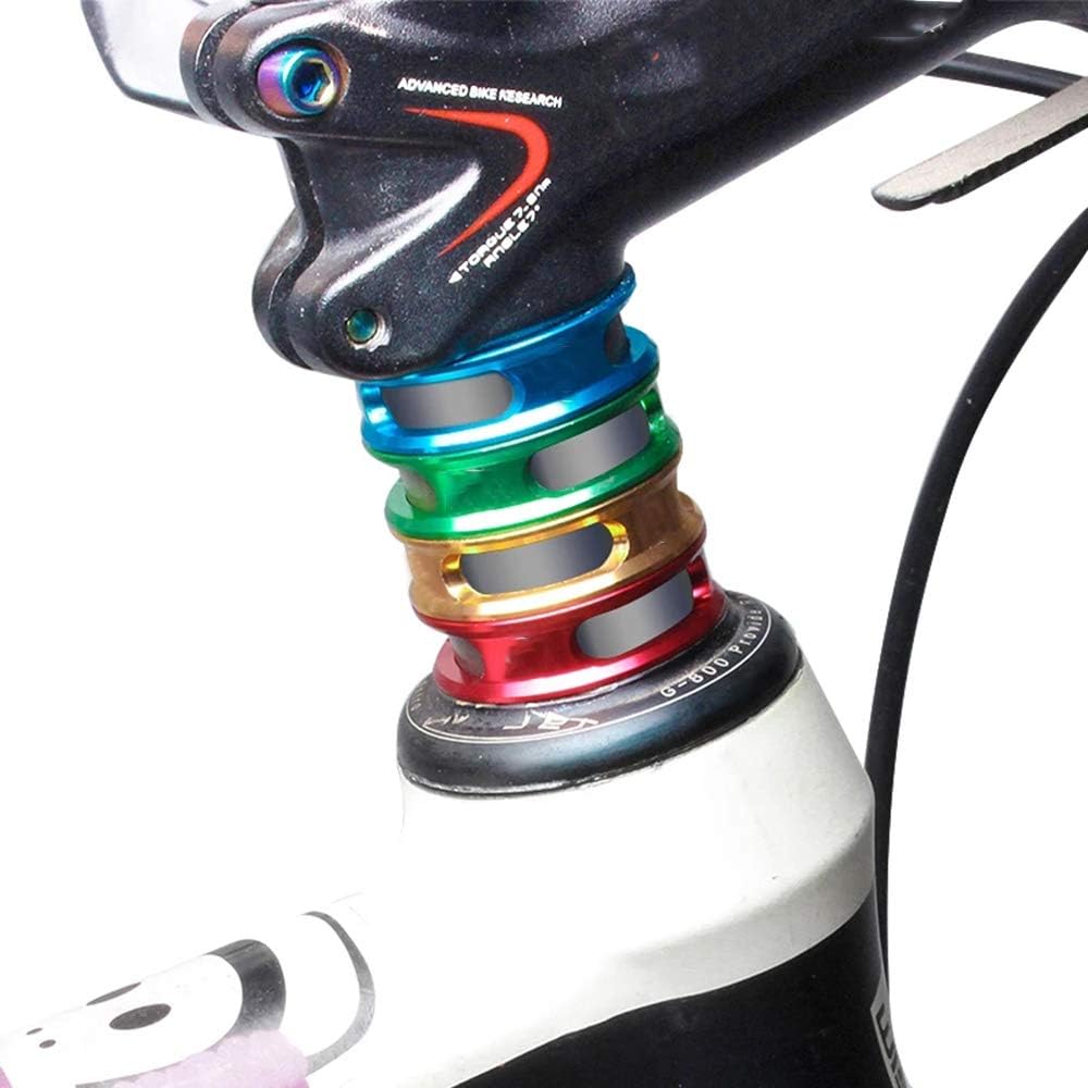 4 Pcs Aluminum 10mm Bike Headset Washer Mountain Bicycle Front Fork Washer Bike Stem Handlebar Spacers Ring Gasket for Bikes(Black)