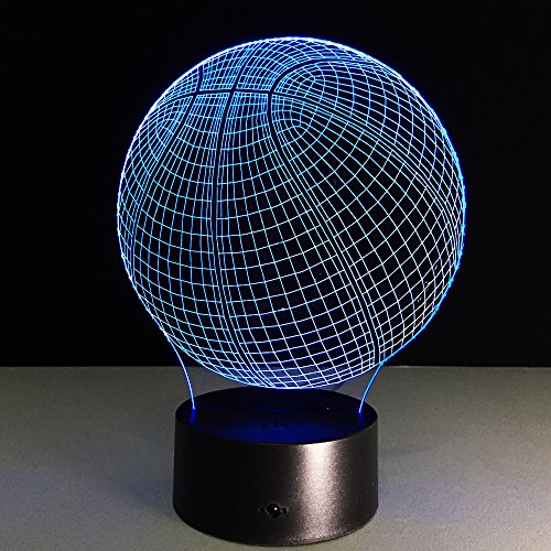Tiscen Basketball Night Light Led Table Desk Lamps Nightlights 7 Colors Usb Charge Lighting Bedroom Home Decoration For Kids Christmas Halloween Birthday Gift, Plastic #TOP3