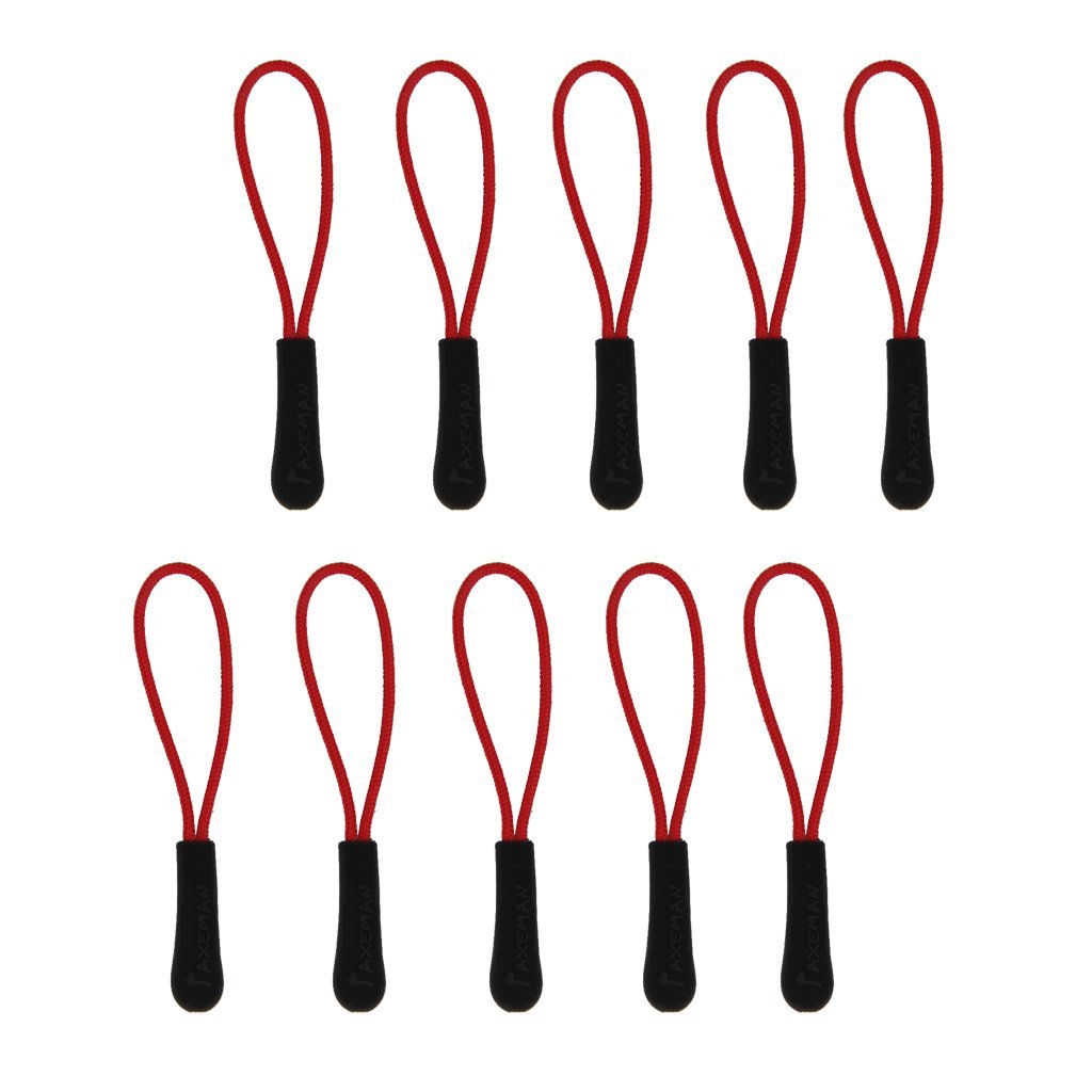 10Pcs Zip Tags Cord Pulls Zipper Extension Zip Slider Replacement Red
