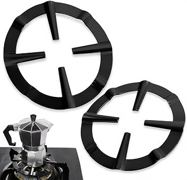 2 Pcs Gas Ring Reducer Stand Cast Iron Hob Trivet Support 135mm for Mocha Pot Espresso Coffee Maker Small Pans Milk Jugs Non Slip Cooktop Rack Black
