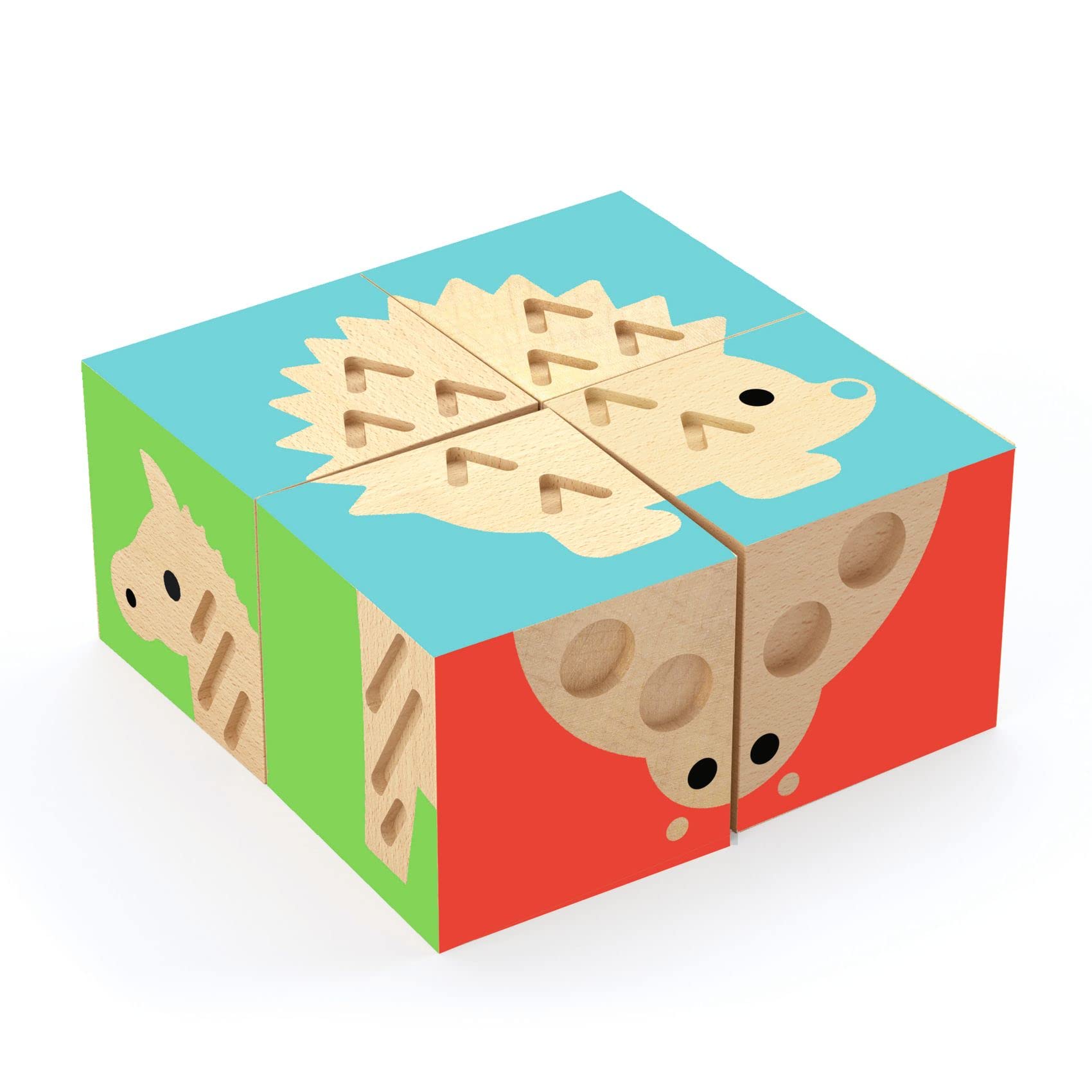 Amazon.co.jp: DJECO ジェコ タッチベーシック 木製パズル キューブ