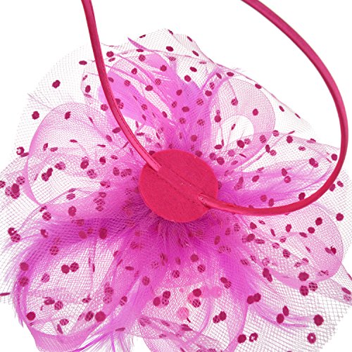 Image of DRESHOW Fascinators Hat Flower Mesh Ribbons Feathers on a Headband and a Clip Tea Party Headwear for Girls and Women