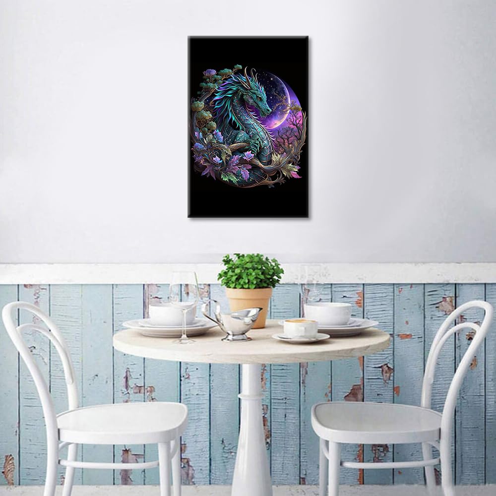 Red Dragon Poster Print on Canvas Medieval Dragon Wall Decor Dragon Wall Art 1 Panel Pictures for Bedroom Stretched and Framed Ready to Hang (16''Wx 24''H) - Image 2