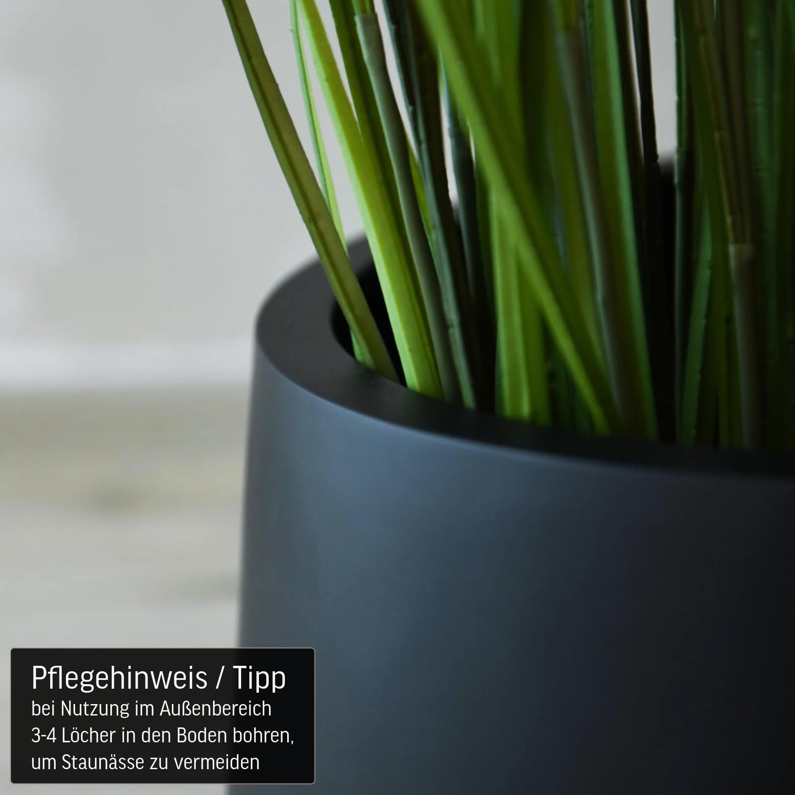VIVANNO Pflanzentopf Pflanzkübel Fiberglas Gordo 21x32 cm Frostsicher - Blumentopf Bauchig Rund Schwarz Matt Groß Außen, Innen