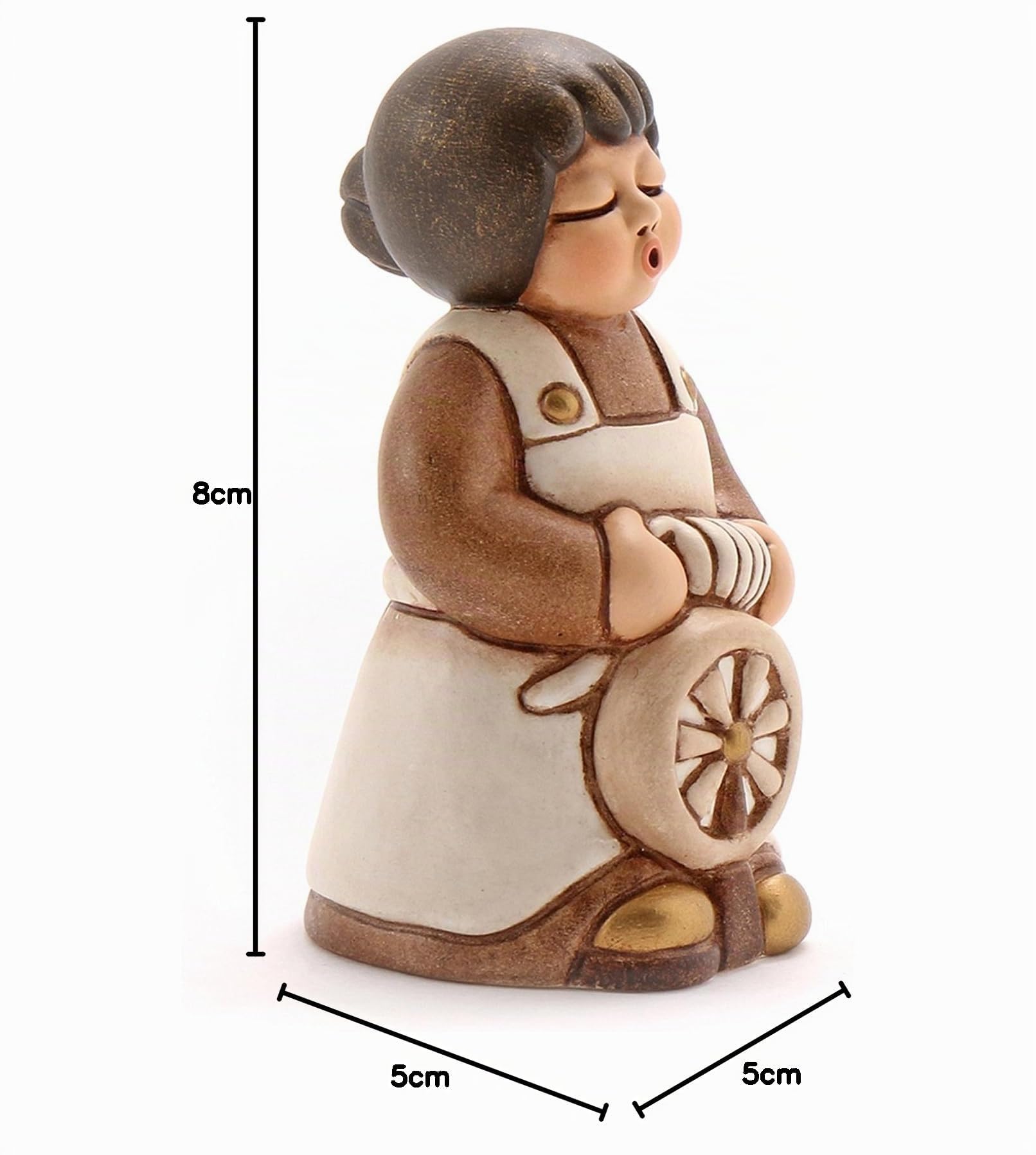 THUN - Donna Tessitrice con Arcolaio - Versione Bianca - Statuine Presepe Classico - Ceramica - I Classici