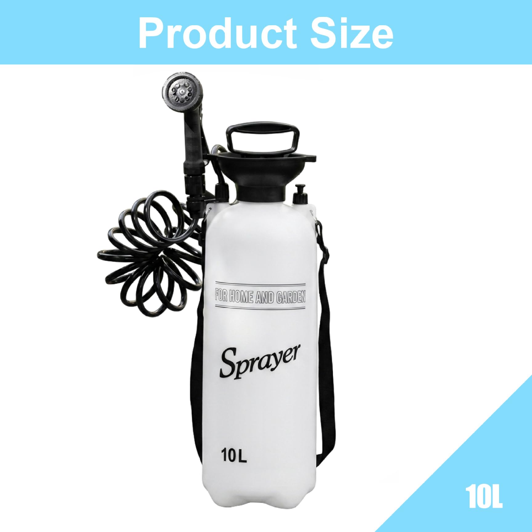Douche de camping | Douche portable, camping portable, douches blanches 10 l avec pistolet pulvérisateur 10 fonctions et tuyau de 9, 84 pieds, idéale pour la randonnée en plein air, le lavage