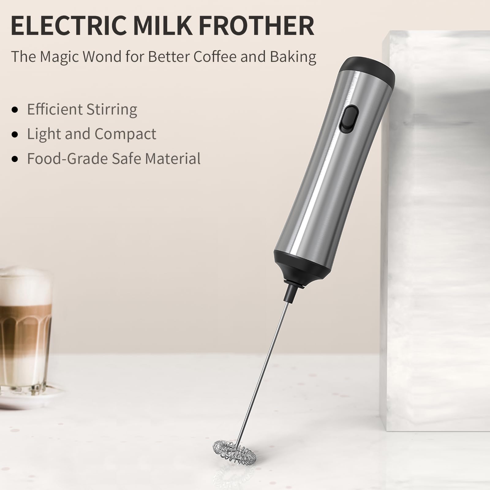 CIRCLE JOY Elektrischer Milchschäumer Wiederaufladbar - Doppel-Schneebesen Für Cremigen Schaum