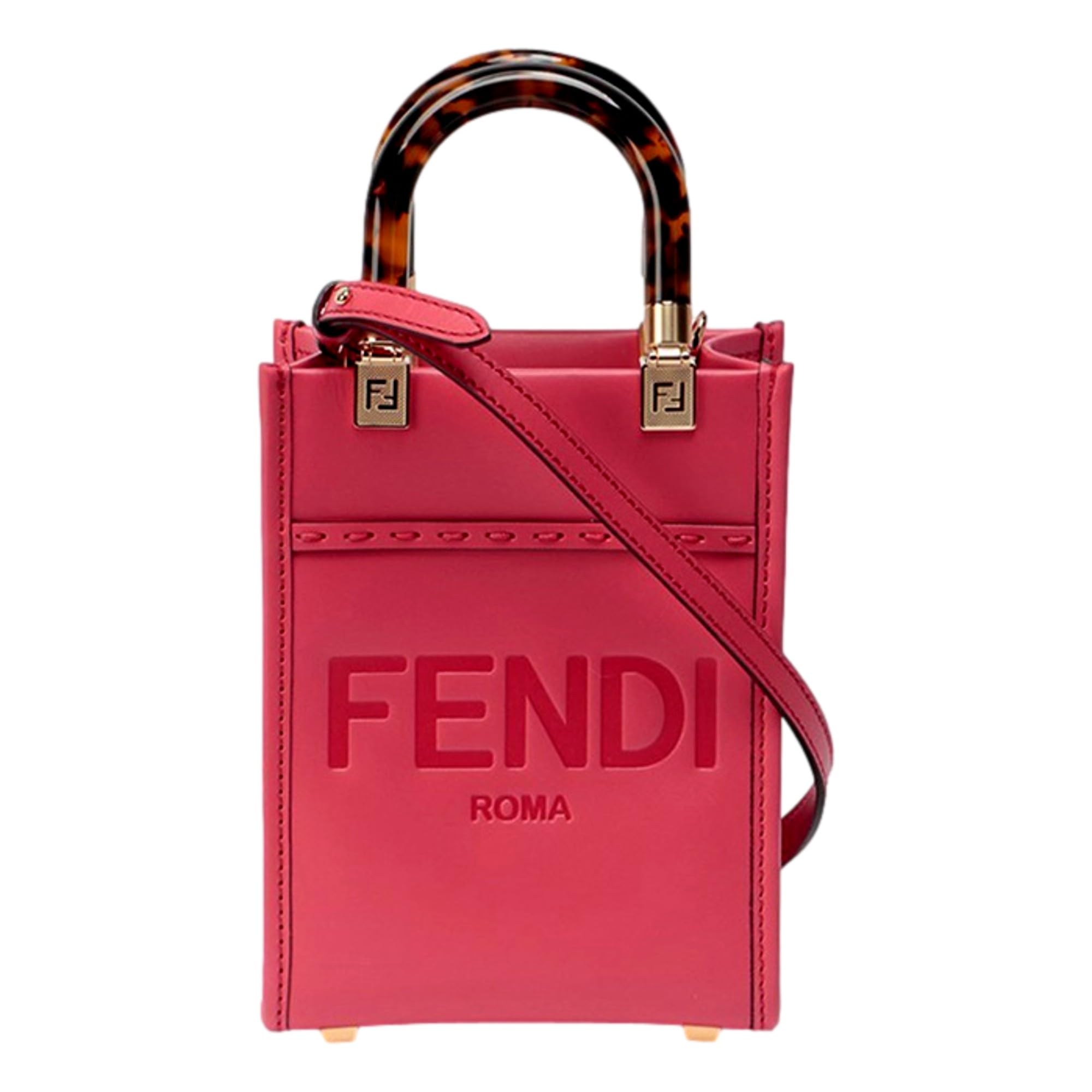 FENDI Sunshine Shopper Fuchsia Pink Small Handbag Crossbody Bag 8BS051 New