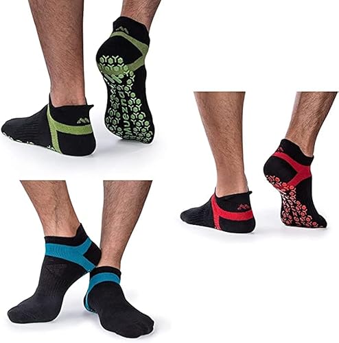 Muezna Calcetines de yoga antideslizantes para hombre, para pilates, barras, Bikram Fitness Hospital con puños