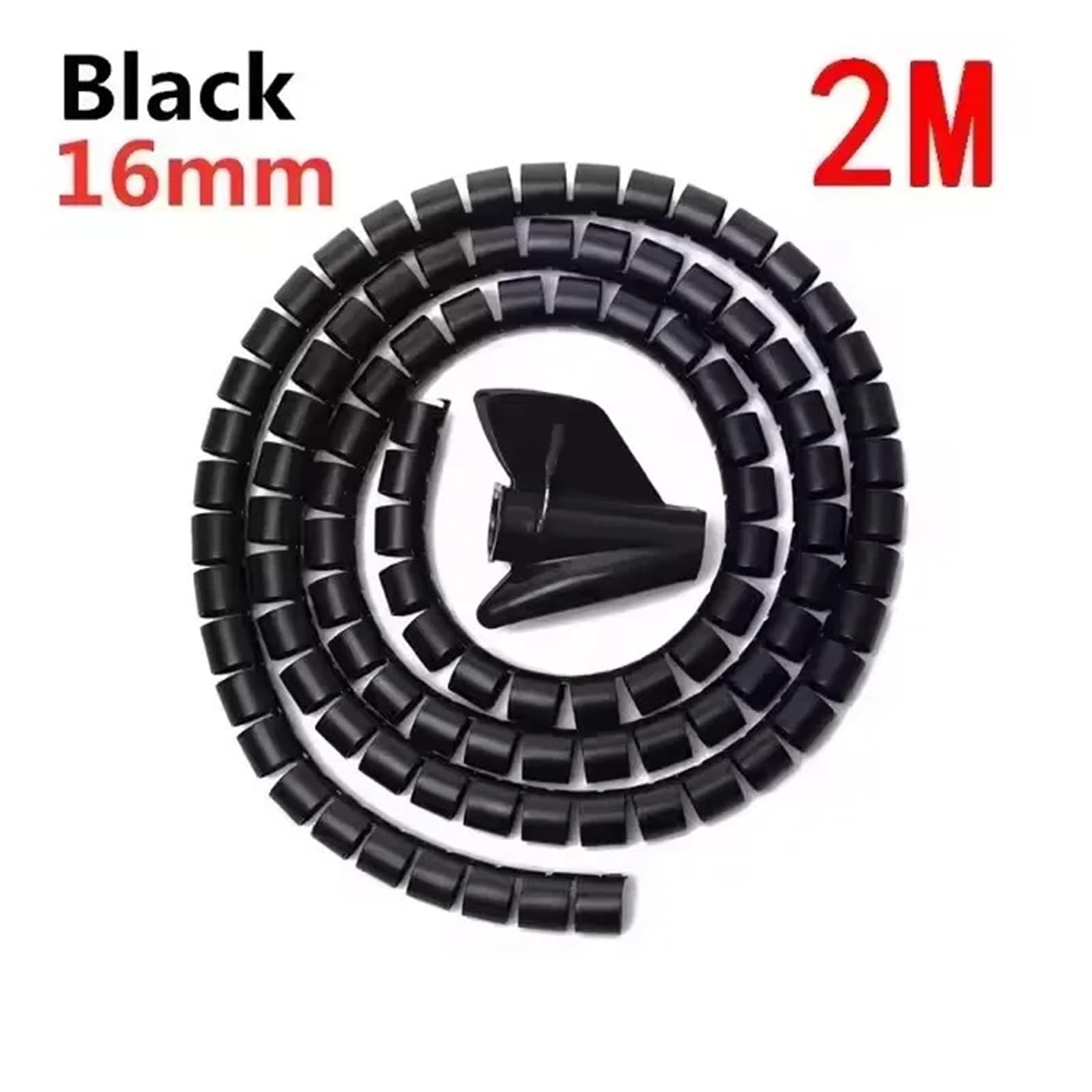 Protecteur de câble, 2M Flexible Noir Protecteur de câble enroulé Ligne Tube de Gestion enroulé.(16mmx2m Black)