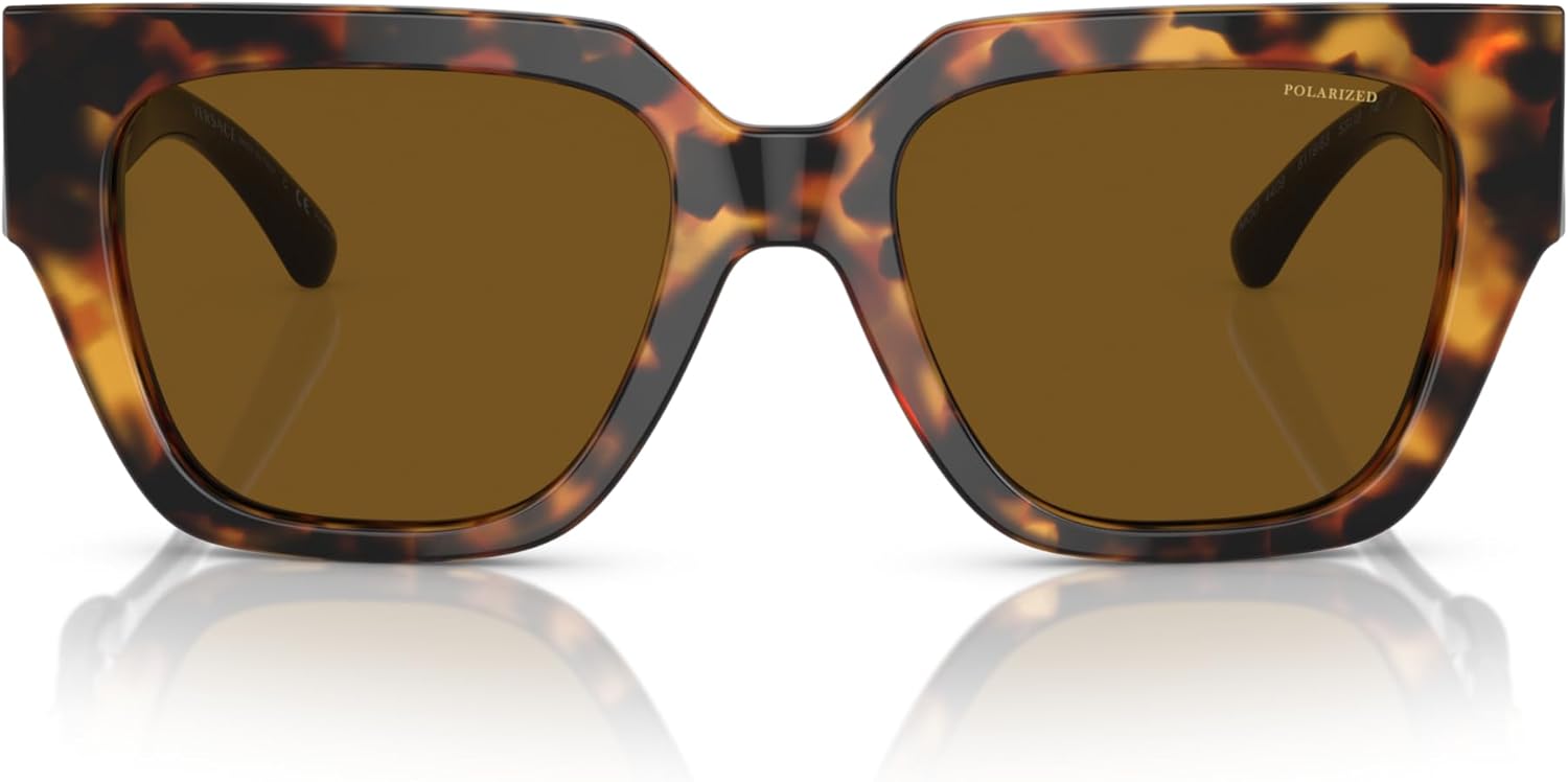 Versace Woman Sunglasses Havana Frame, Dark Brown Polarized Lenses, 53MM - Image 3