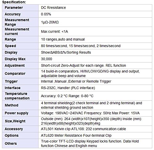 GOWE High Accuracy DC Resistance Meter Micro Ohm Meter Tester 1u-20M Ohm RS232 Handler Built-in Comparator 3.5'' TFT LCD