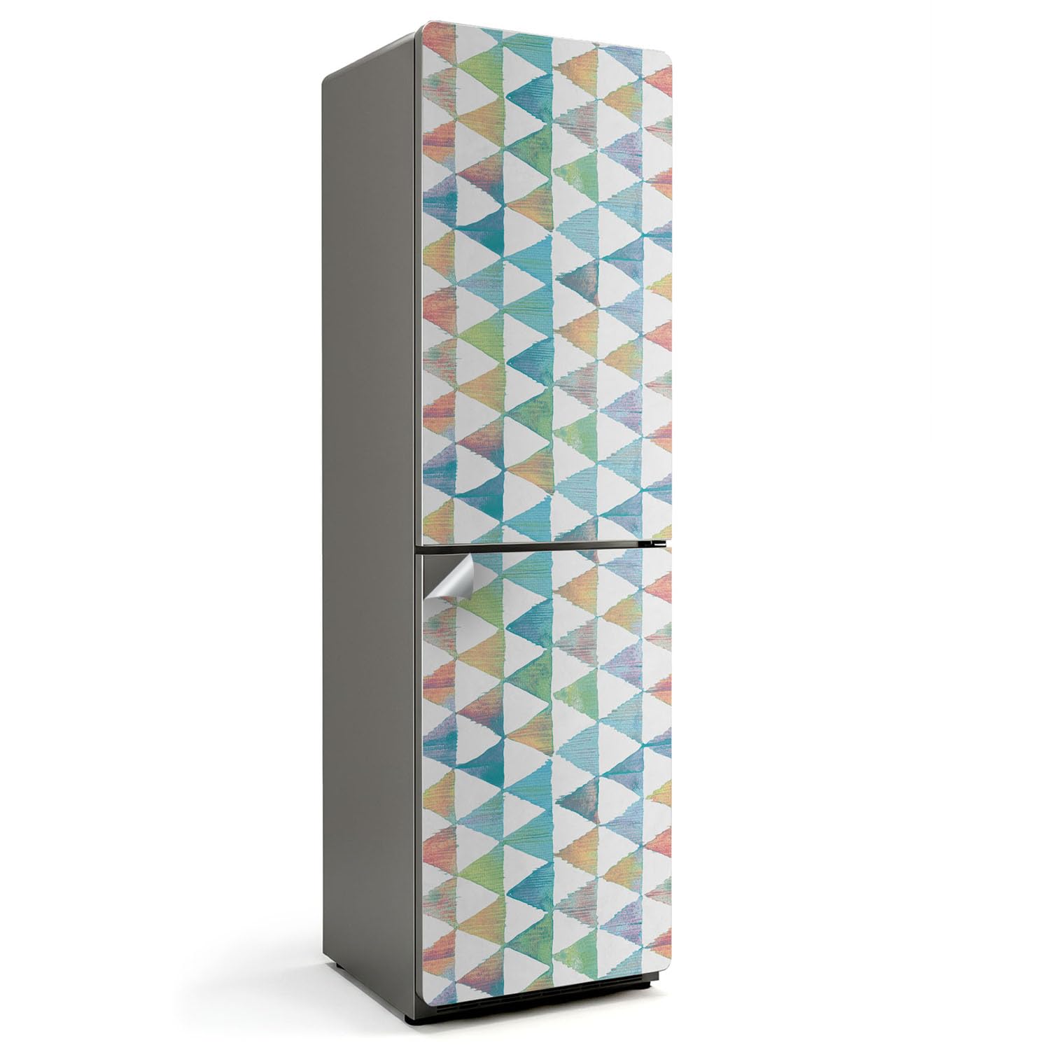 Sticker décoratif frigo triangles pour une cuisine moderne et design
