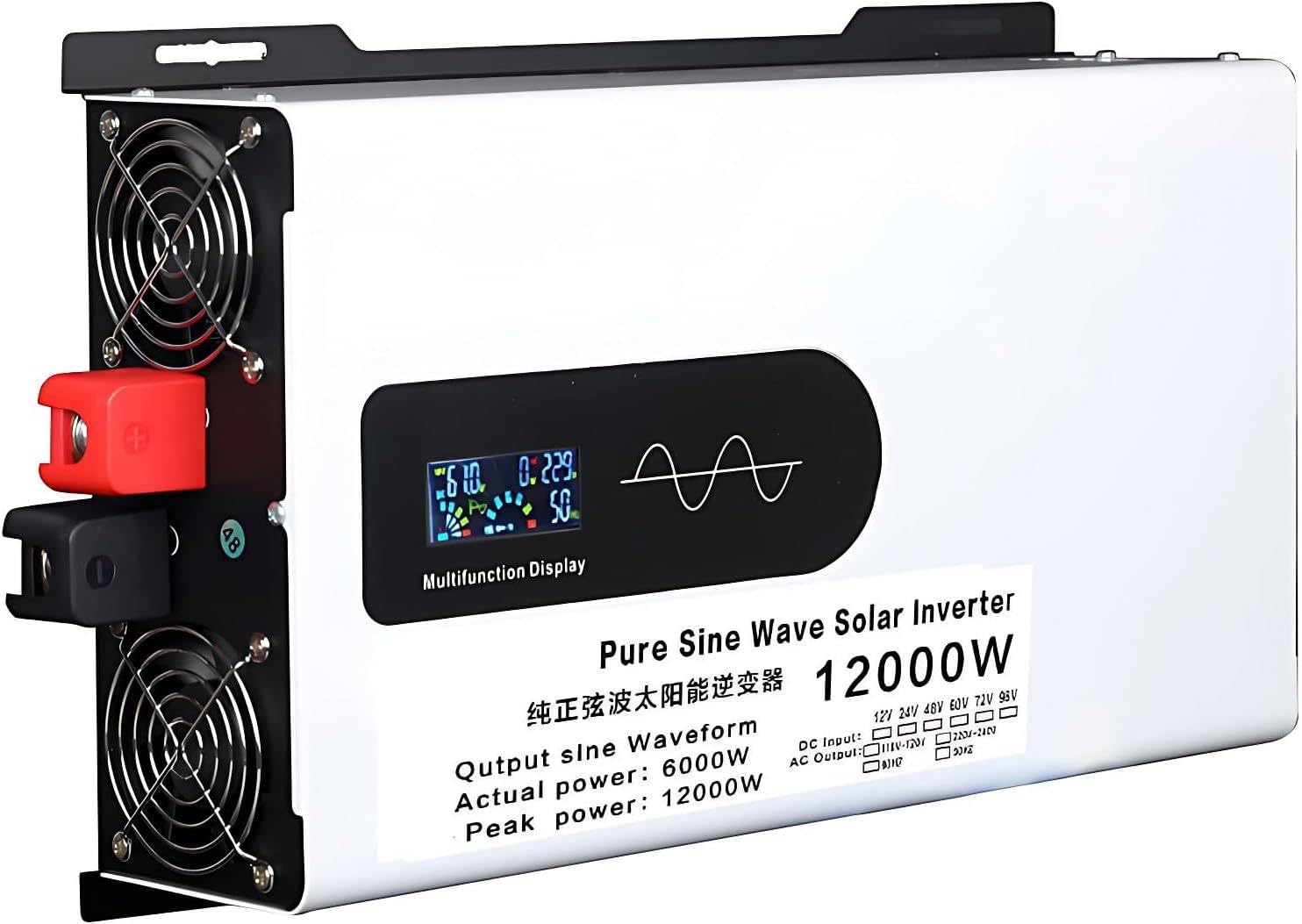 2025 Inverter Solare Ibrido da 5000-12000W Aggiornato, Inverter Bifase da 12 V/24 V/48 V/60 V/72 V CC a 230 V CA con Onda Sinusoidale Pura, Inverter in Parallelo 48V-12000W