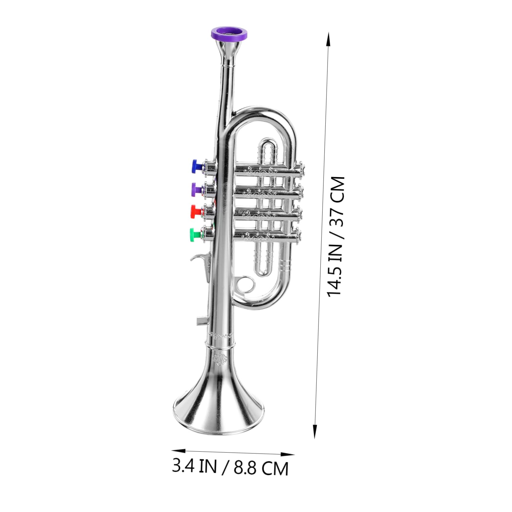 Tromba Giocattolo Argento Cb998 in Plastico, Base per Bambini | Apprendimento Musica, Giocattolo Divertente e Creativo, Confezione Scatola Colorata