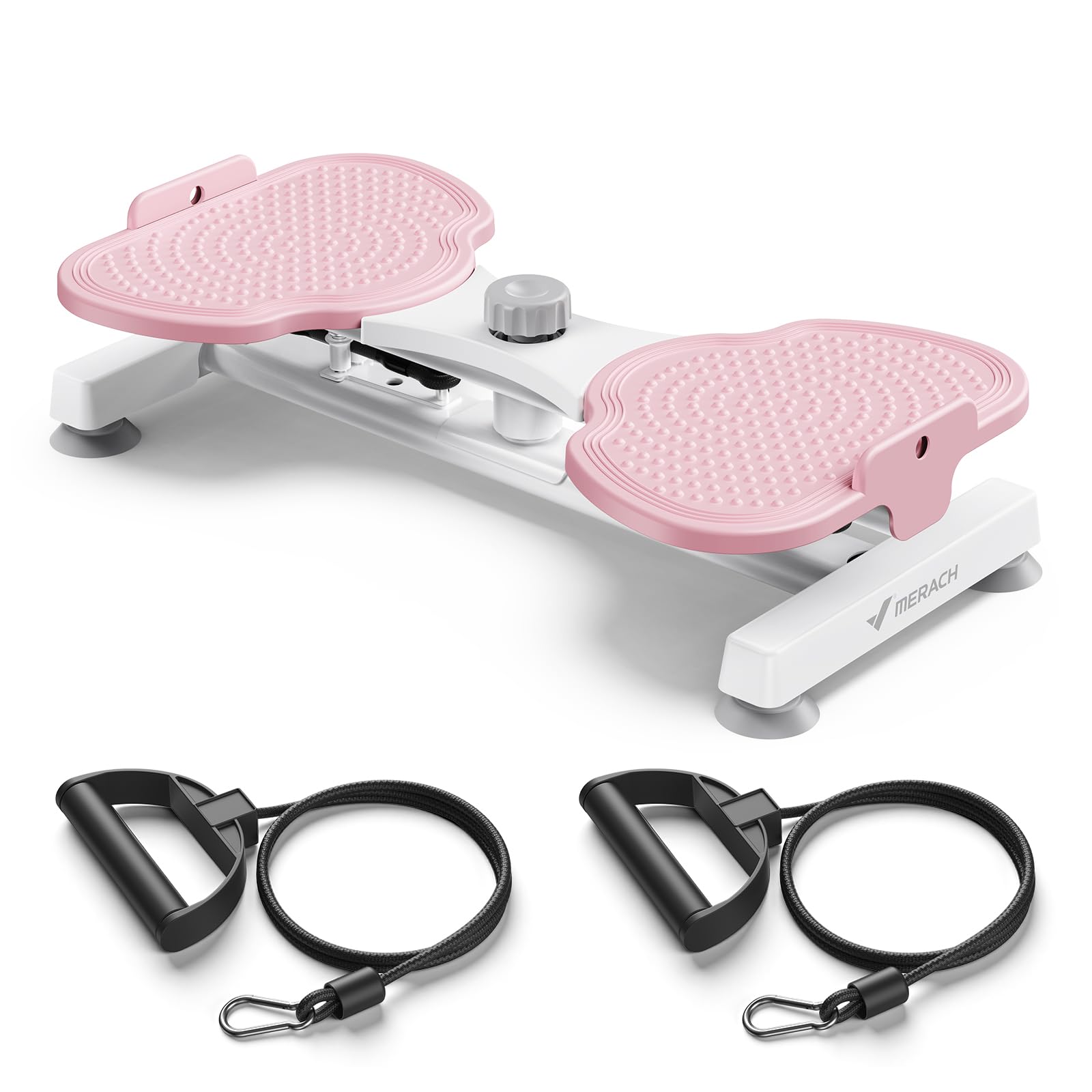 MERACH Twist Waist pour Femme, Twist Disque de Taille avec 2 Élastiques de Résistance, Twist Board Fitness pour l'Entraînement de la Taille ＆ Hanches, Faible Bruit, 136 KG Max pour Maison