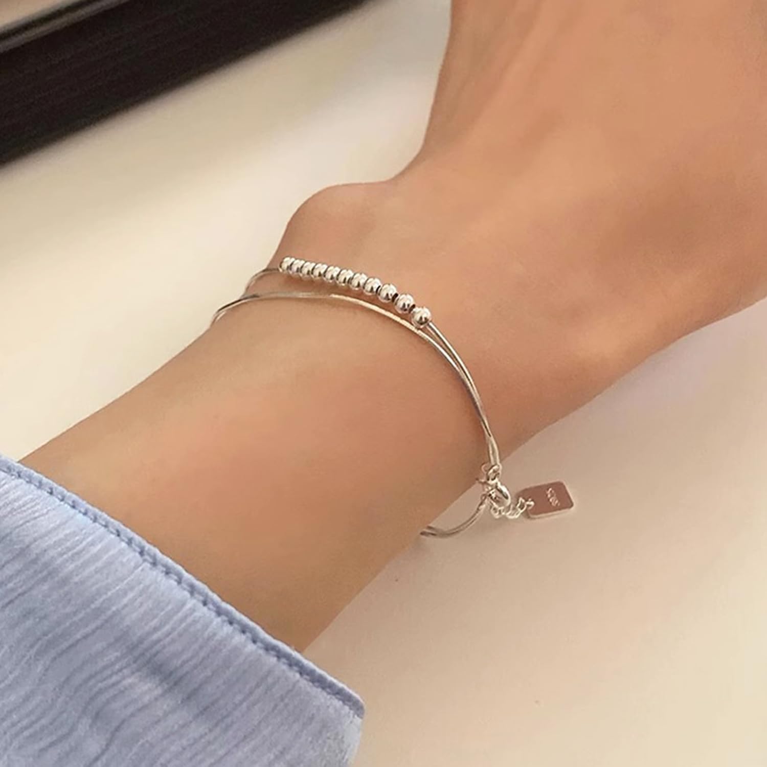 925 Sterling Silver Link Chain Bracelet for Women Handmade Layered Adjustable Sterling Silver Bracelets Bangles Jewelry Gifts - Image 4