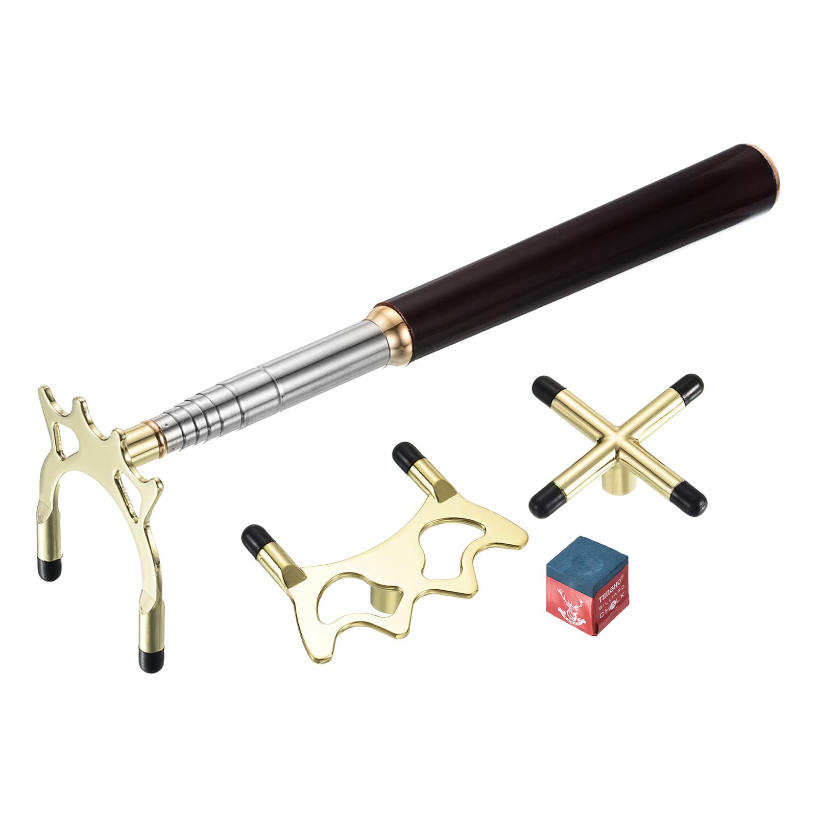 PATIKIL Queue de billard rétractable en bois avec 3 têtes de pont amovibles en laiton pour table de billard