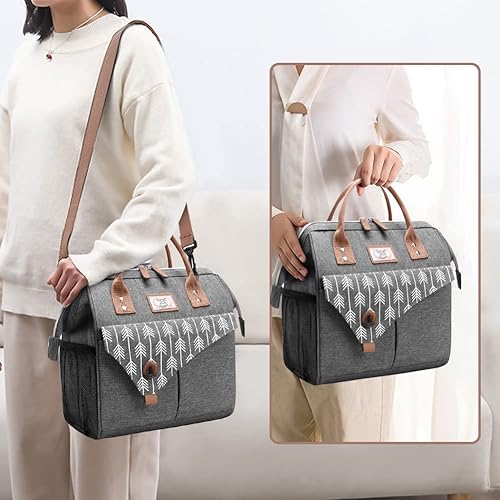 Miniatura 5 de Lekesky Lonchera grande para mujer lonchera a prueba de fugas bolsa térmica para adultos bonita bolsa de almuerzo aislada para el trabajo bolsa de
