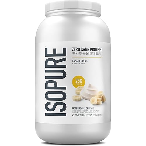 Isopure Zero Carb 100% Pure Whey Isolate Protein Powder, Lactose Free, Gluten Free, With Vitamins, Banana Cream, 25g Protein Per Serving, 3 Lbs, 44 Servings (Packaging May Vary)