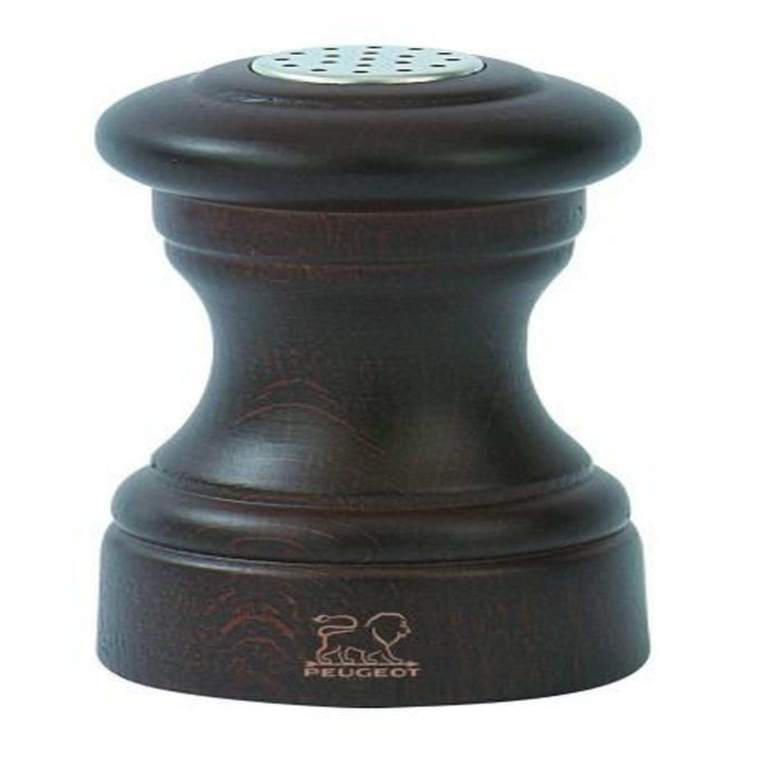 PeugeotBistro Salt Shaker 9cm, Chocolate Brown Beech Wood, Stylish Timeless Design, Easy to Use, Kitchen Dining Essential Made in France