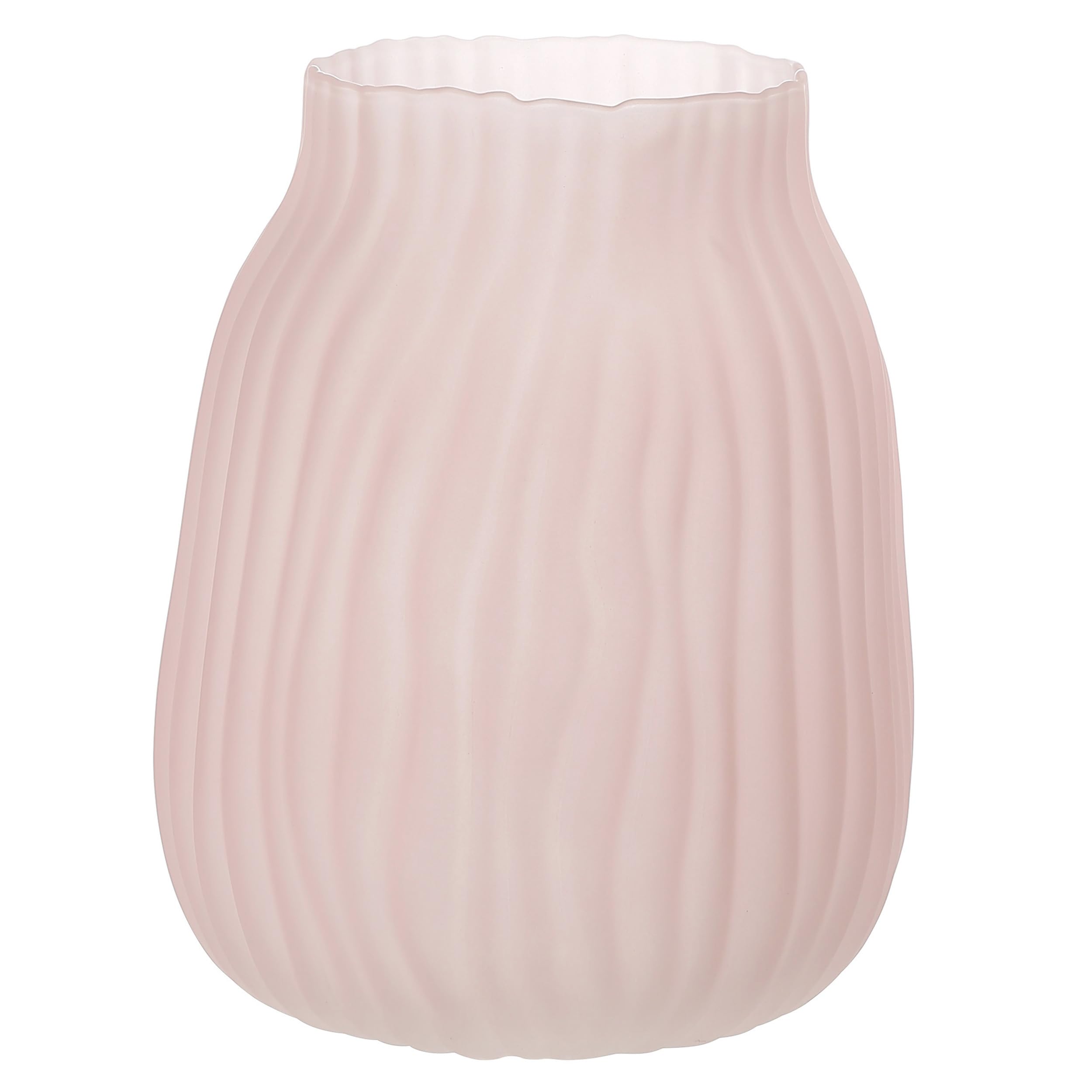 Jaky-Global Pink Jaky Global Large Modern Glass Vase H-21Cm Tall Ribbed Vase For Flowers Decor - Perfect For Home, Office, Farmhouse Table Centerpieces And Living Room Glass Vases For Flowers( 21Cm)