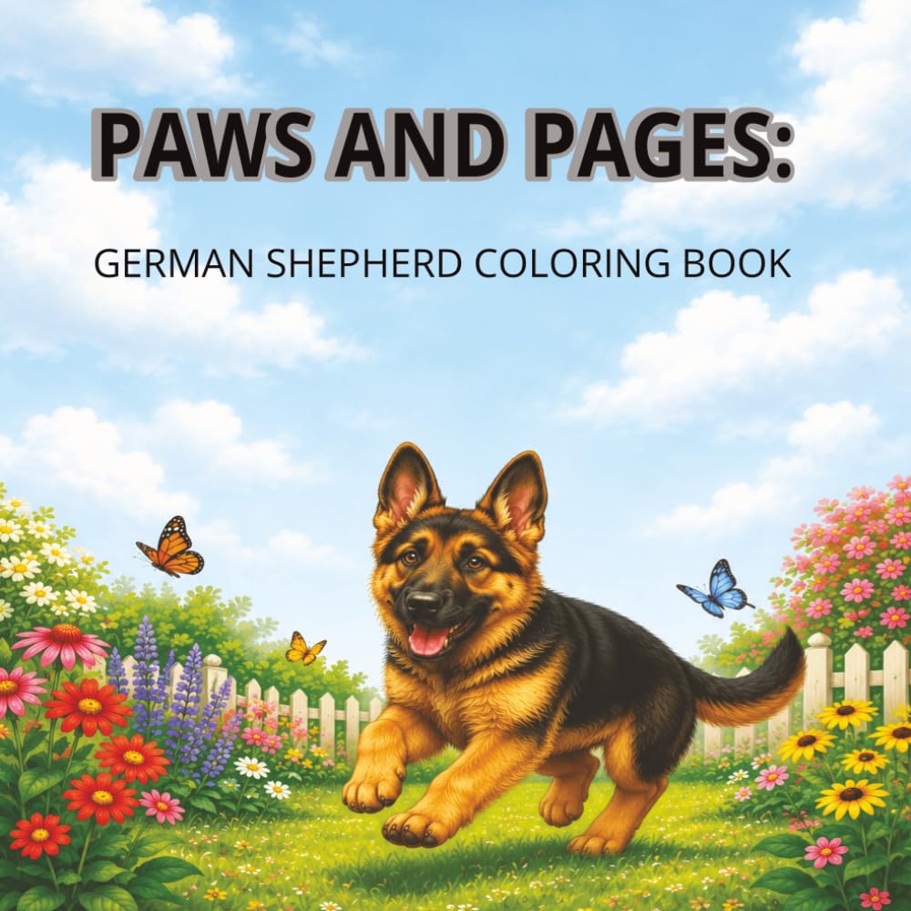 PAWS AND PAGES:: GERMAN SHEPHERD COLORING BOOK