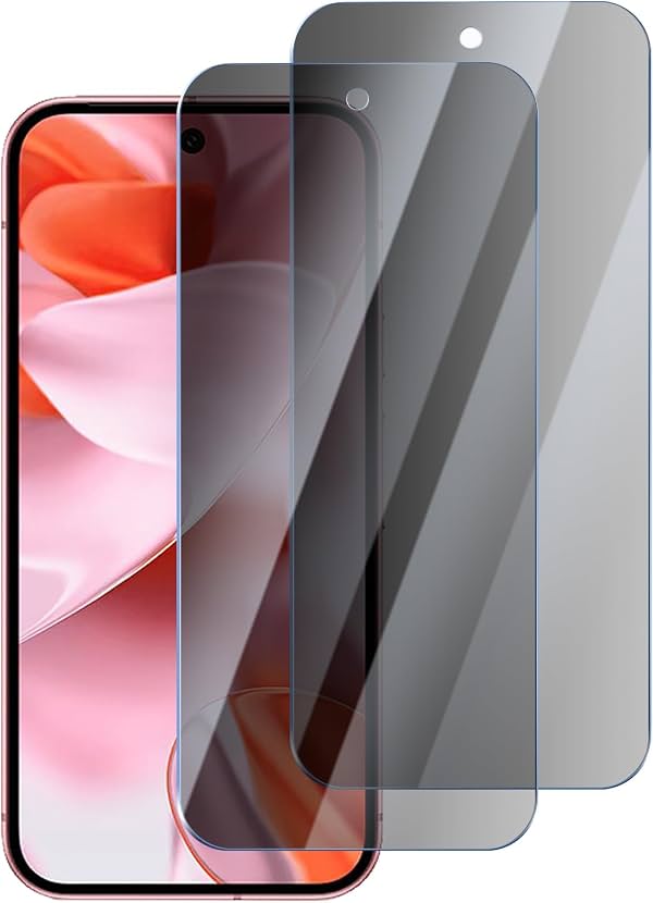 Paquete de 2 para Google Pixel 9/Pixel 9 Pro Protector de pantalla de privacidad, vidrio templado anti-espía dureza 9H, resistente a rayaduras