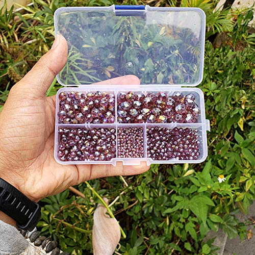 Image of Chengmu Purple Rondelle Glass Beads for Jewelry Making, Faceted Briolette Crytal Spacer Beads for Bracelet Necklace Earring (2mm 4mm 6mm 8mm 10mm Mixed Sizes, 1000pcs)