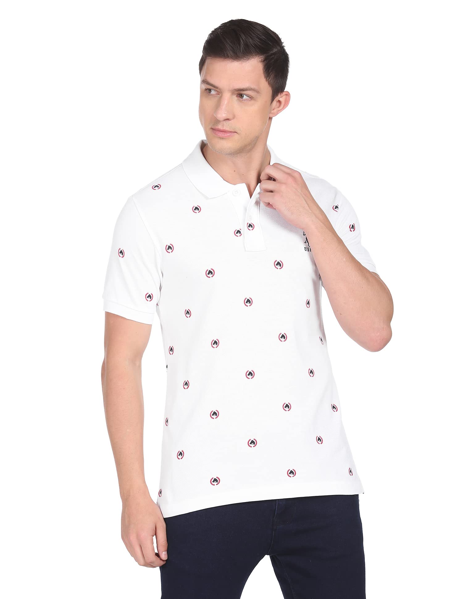 Mens Half Sleeve Polo T-Shirts (USTSHF0115_White_M)-image-33