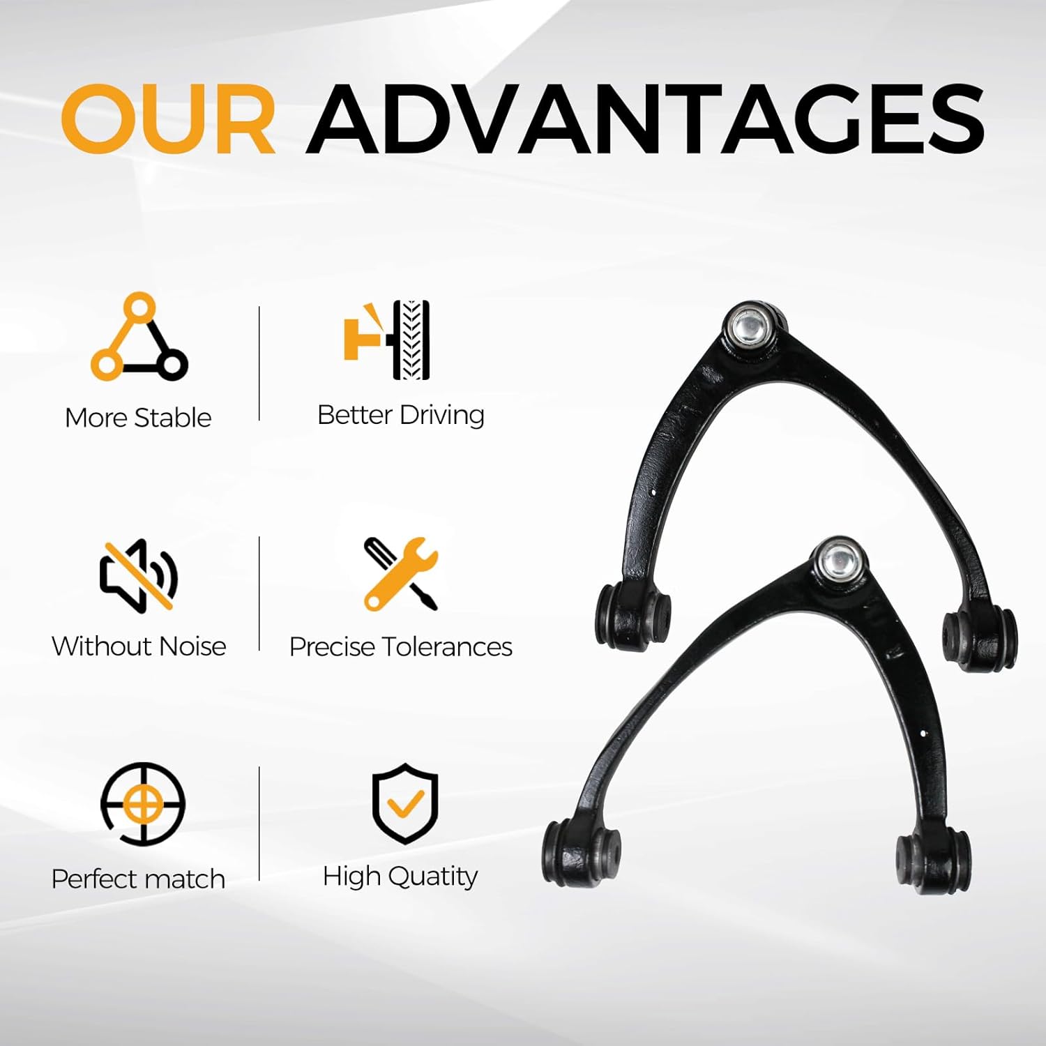 PAROD Front Upper Control Arm Fit for 07-14 Cadillac Escalade/ESV/Suburban 1500/GMC Yukon/XL 1500, 07-13 EXT/Chevy Avalanche, 07-16 Chevy Tahoe/Silverado 1500/GMC Sierra 1500, Replace RK80669 RK80670