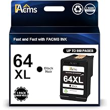 64XL Black Ink Cartridge Remanufactured for HP Ink 64 64 XL Ink 1 Pack Work for Envy 7855 7858 7155 7800 6252 6255 7100 7164 7200e 7955e 7900e Tango X Printer 1 Black