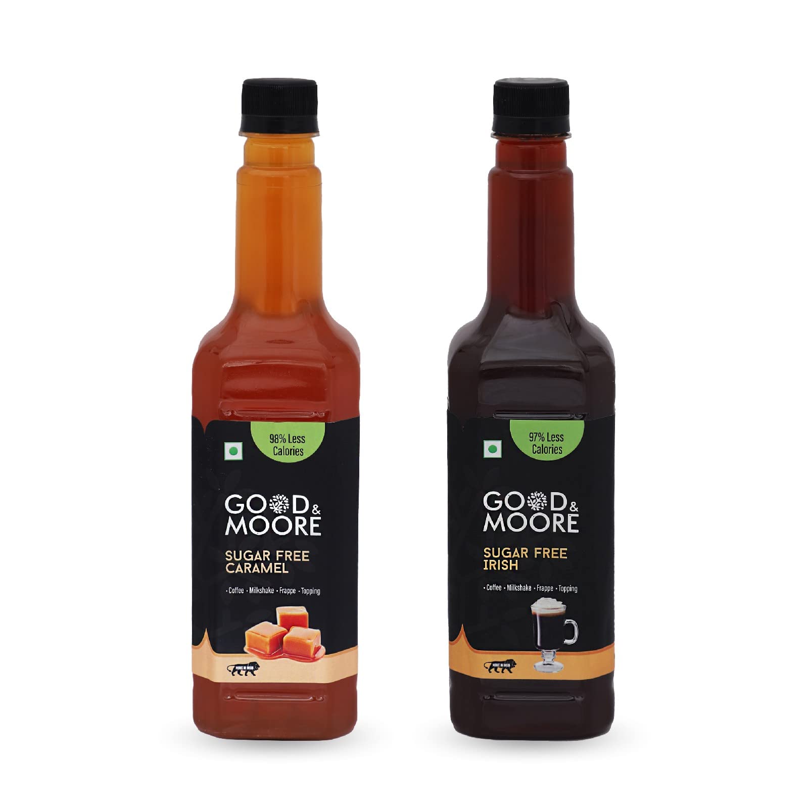 GOOD&MOORE Combo of 2 | Sugar free Caramel, Sugar free Irish | For Coffee, Milkshake, Frappe, Cold-coffee, Pancakes and more | Diabetic Friendly | Concentrated Syrup | Premium Syrup | (750ml x 2) (B0C1GXSH5J) Amazon Price History, Amazon Price Tracker
