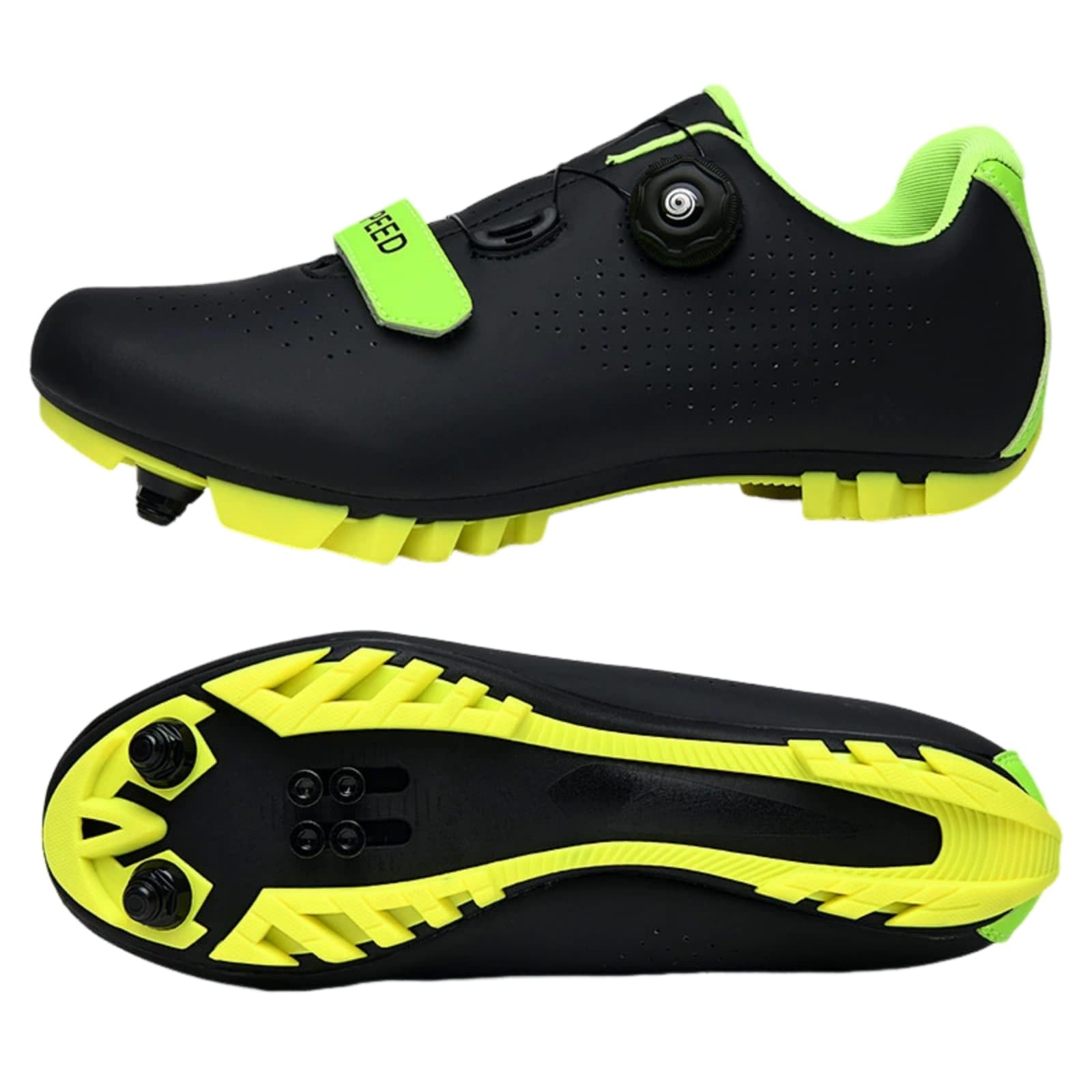 Surwin Zapatos Ciclismo MTB,Zapatillas de Ciclismo MTB Compatible con SPD Pedales para Hombre Mujer EU 36-47 Hebilla Giratoria Zapatos Mountain Bike con Tornillos y Calas
