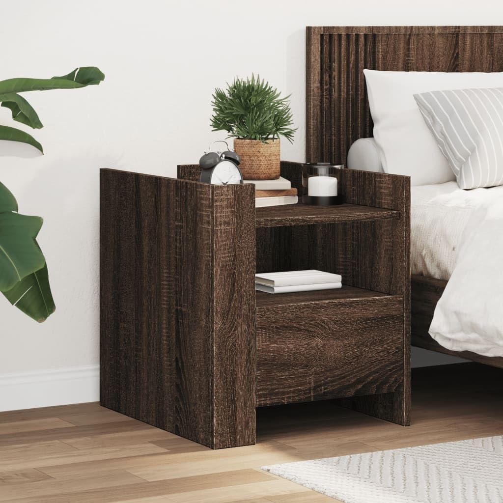 Moderner Nachttisch mit Schublade aus robustem Holzwerkstoff, Stauraum für Schlafzimmer und Wohnzimmer, feuchtigkeitsbeständig, stabile Tischplatte, zwei