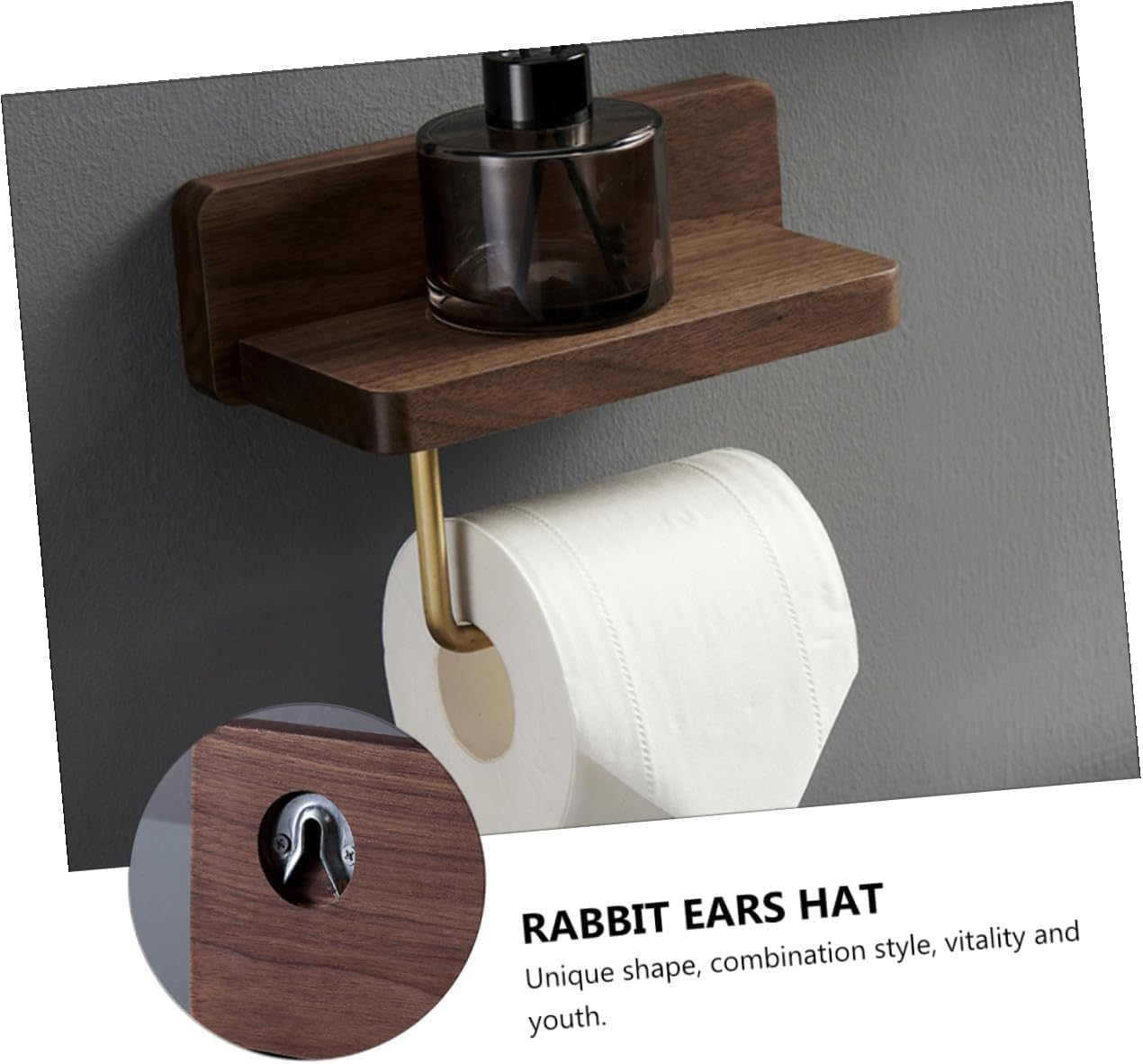 Solid Wood Bathroom Tissue Holder Rack with Platform Wall-Mounted Toilet Paper Dispenser Natural Wood Finish Wax Oil Protection Space-Saving Organizer for Bathroom Storage and