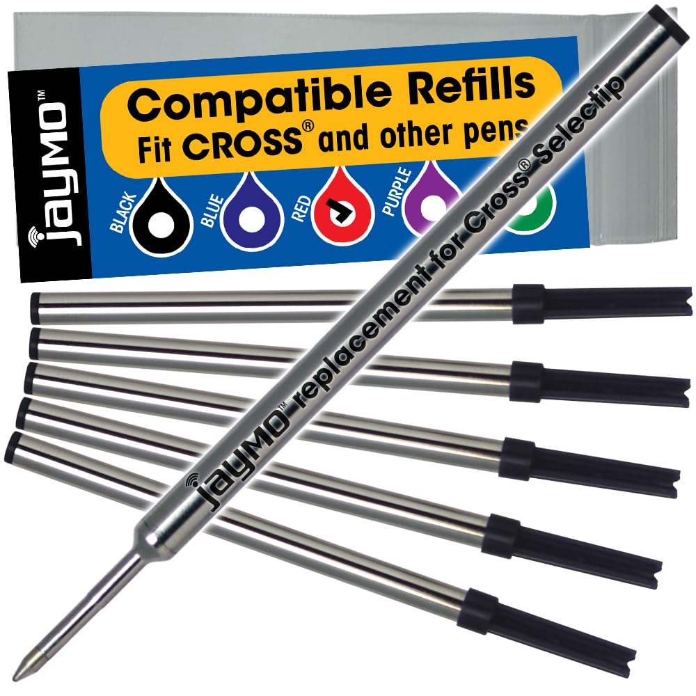 Jaymo Replacement for Cross Selectip 8013 - Measures 4.375 in / 111 mm Long - Gel Rolling Ball Pen Refill - 6 Red