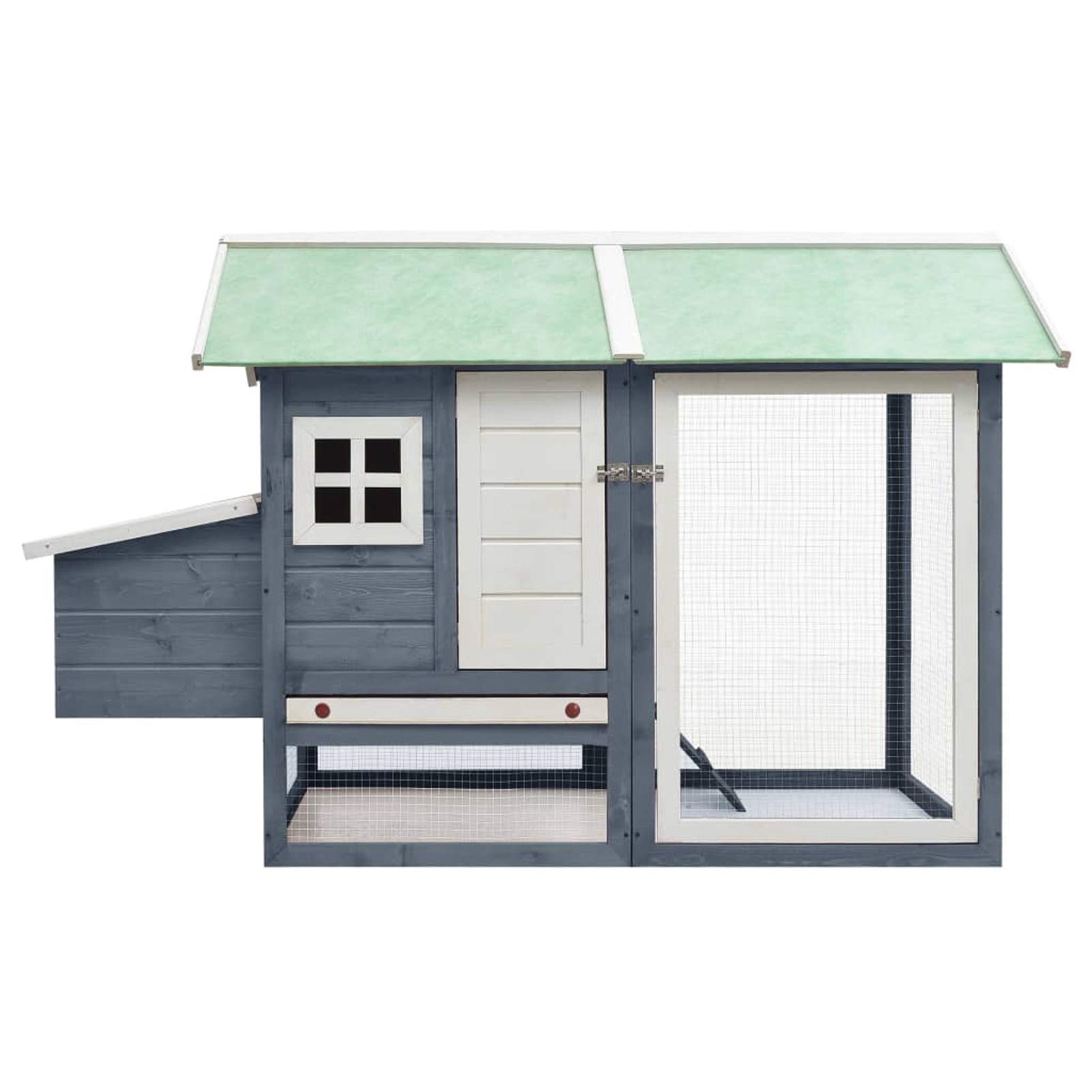 Homgoday Jaula de pollo gris de 170 x 81 x 110 cm, madera maciza de pino y abeto, gallinero y corral, jaula para gallinas, patos, conejos, perros, jaula de aves de corral