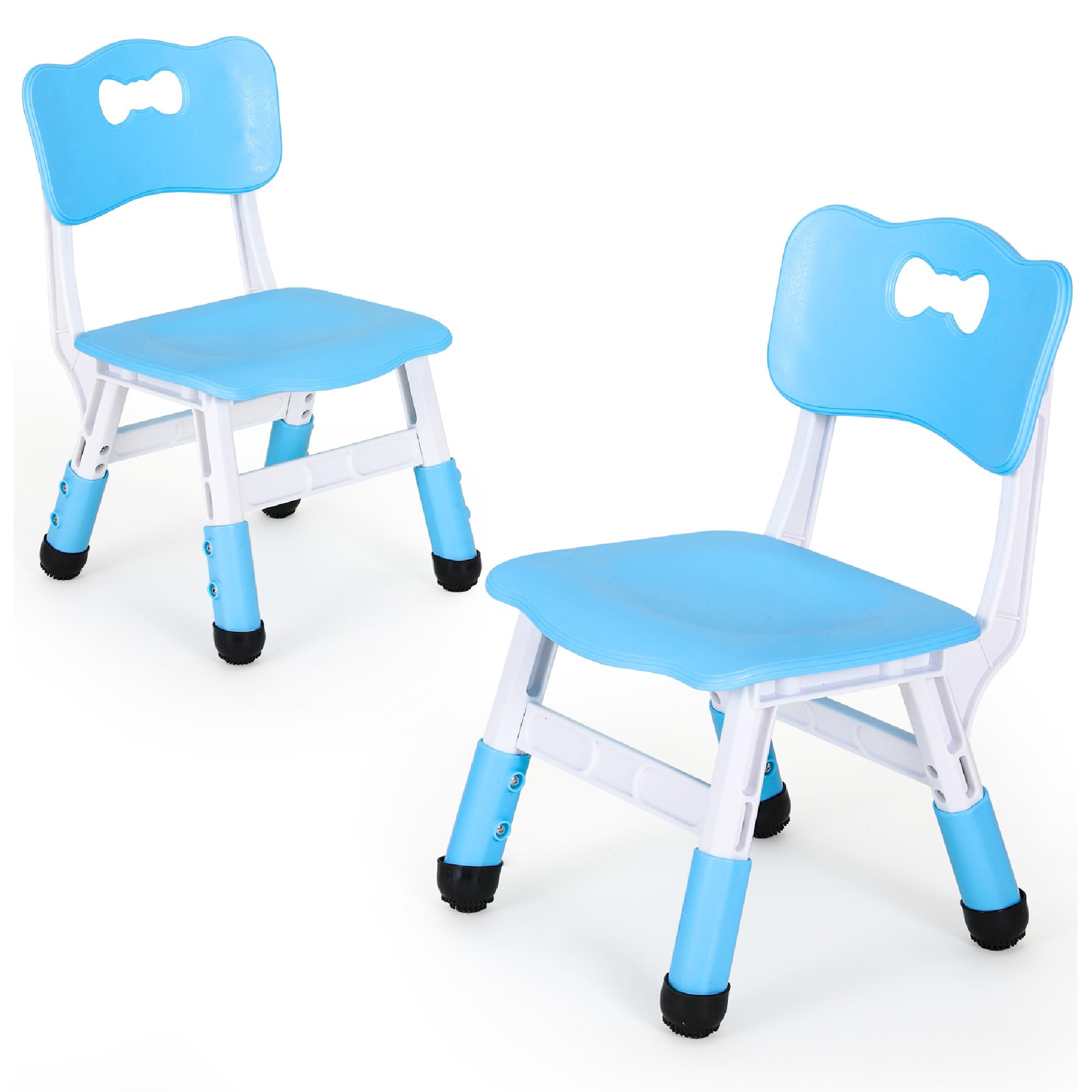 Clevich Silla Infantil 2PCS, Silla Niños Plástico 100kg, Regulable, con Respaldo, Desde 2 Años, Escuela/Habitación Infantil/Guardería, Muebles Infantiles, Azul