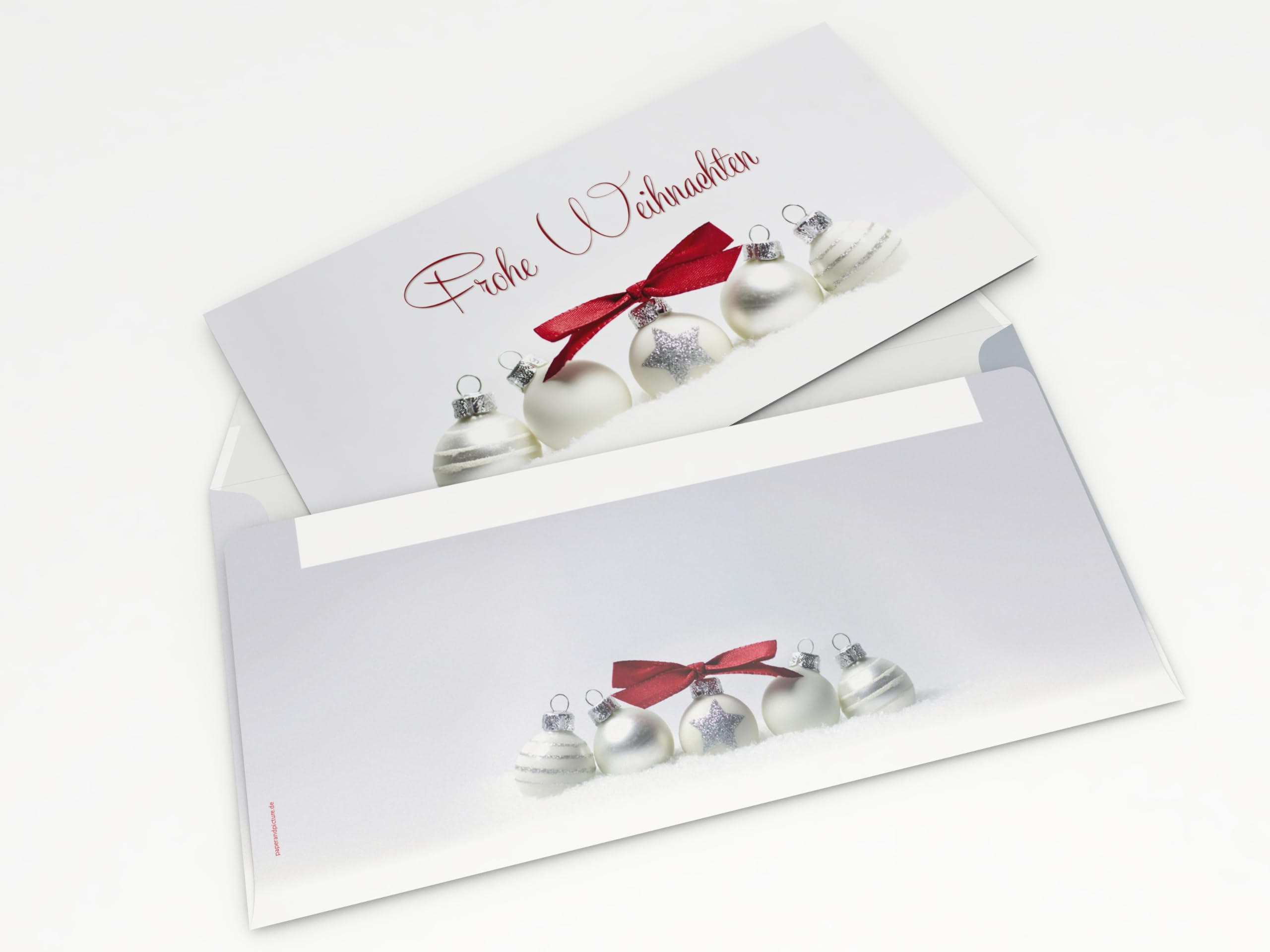 Weihnachtskarten mit Umschlag | Pure Silver | 50 Klappkarten DIN LANG mit bedruckbrem Einleger + 50 Kuverts OHNE FENSTER | Weihnachtskarten-Set