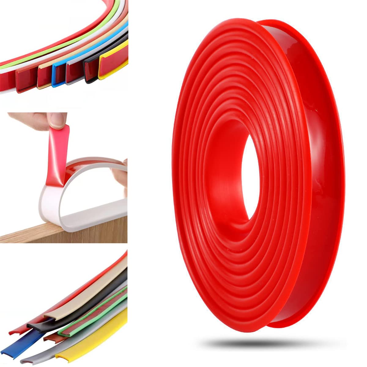 Furniture Banding U-Shaped TPE Edge Guard Strips, Wooden Board Edging Strips for Cabinet Wardrobe Table Worktop, Edging Tape, Edge Banding (25mm*2m,Red)