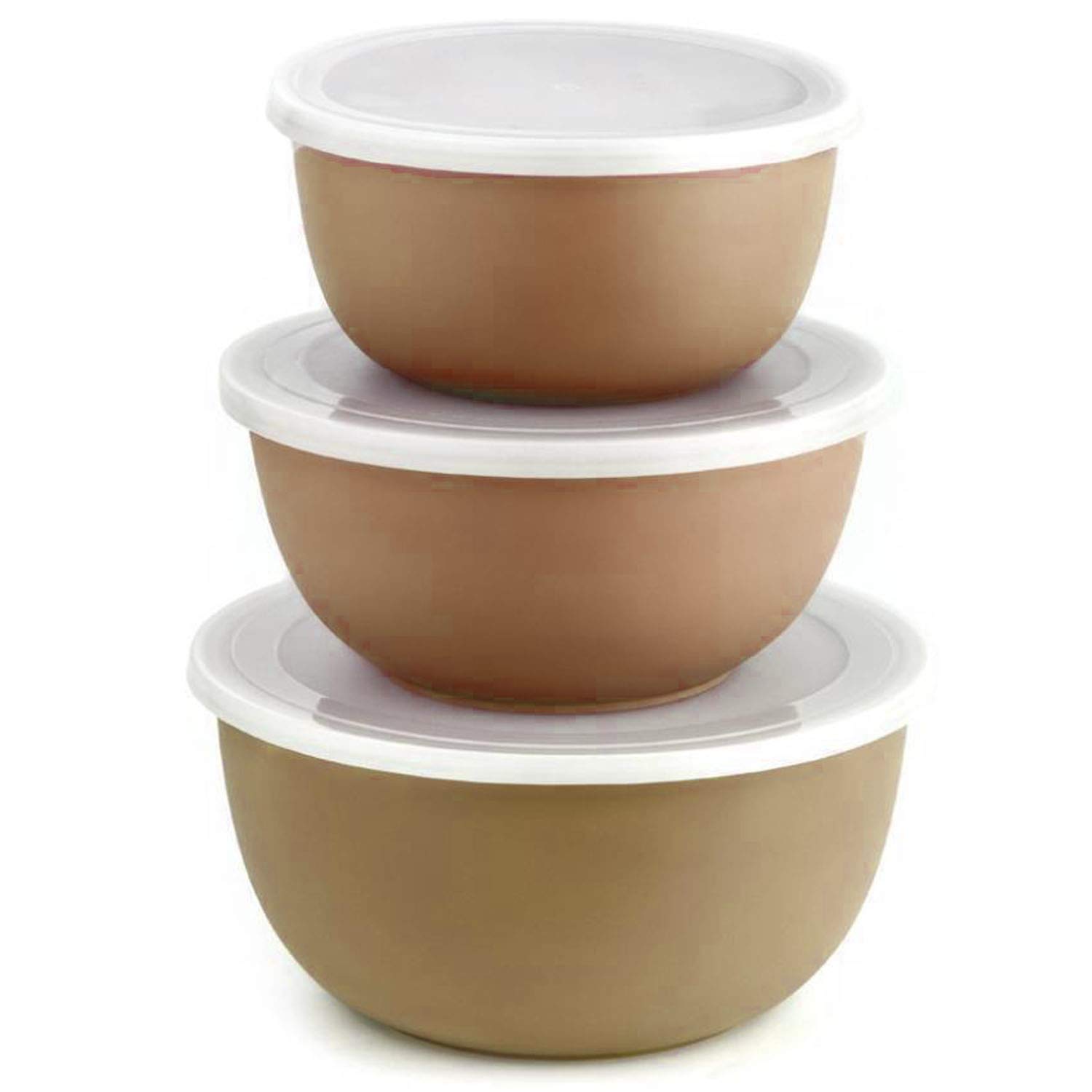 Buffy Matte Finish Microwave Safe Serving Bowls with Lid Set of 3 (18
